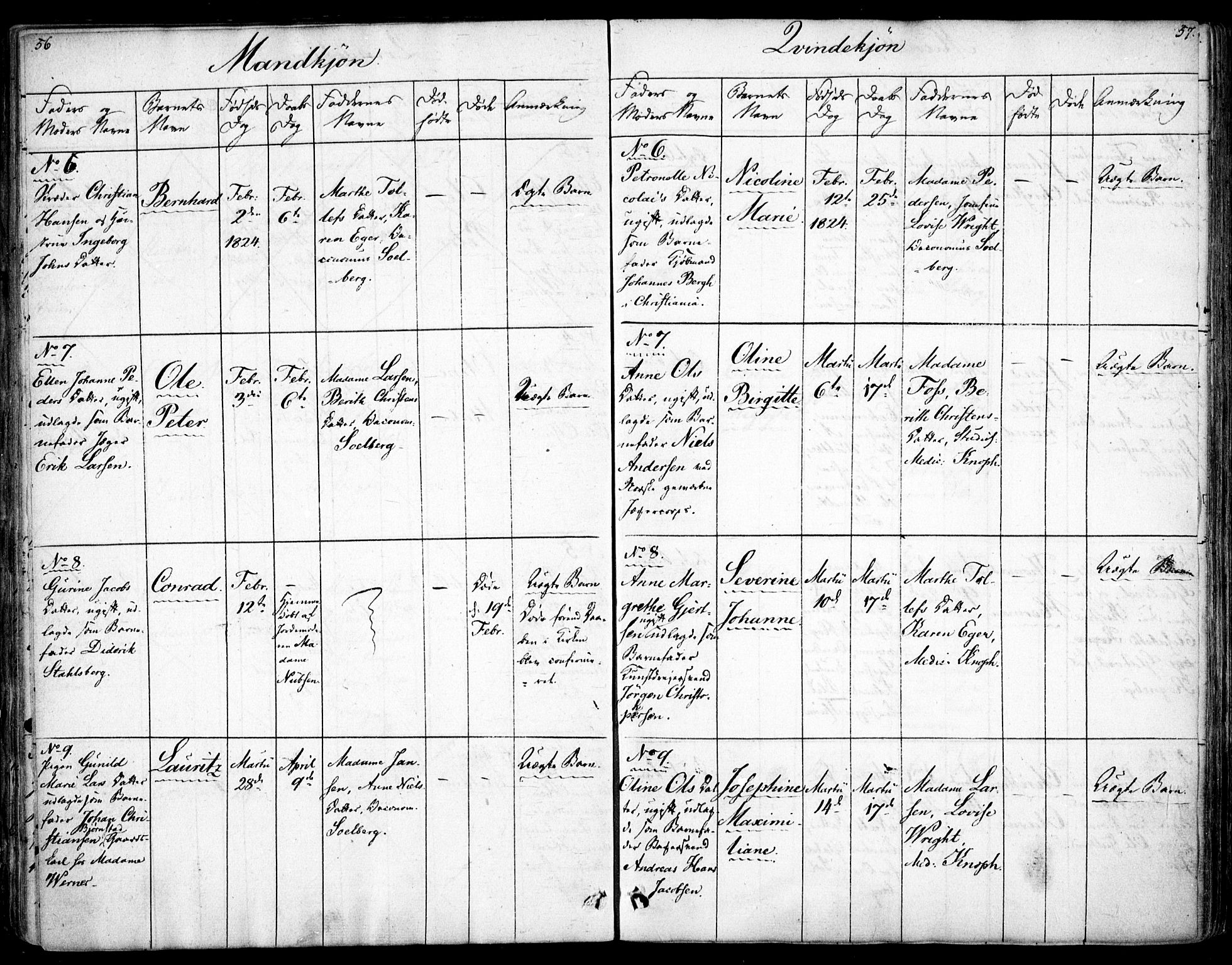 Rikshospitalet prestekontor Kirkebøker, AV/SAO-A-10309b/F/L0001: Parish register (official) no. 1, 1818-1832, p. 56-57