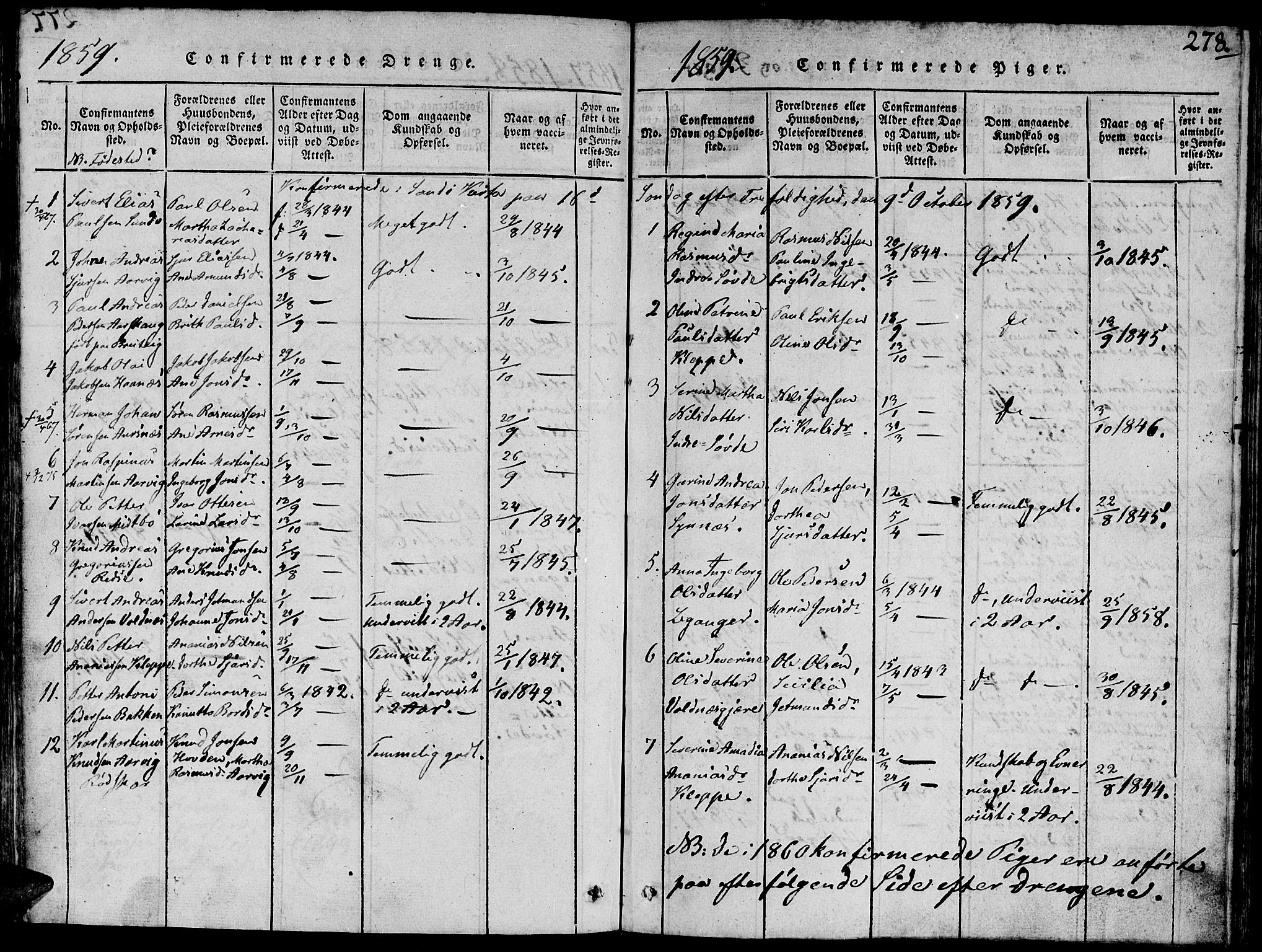 Ministerialprotokoller, klokkerbøker og fødselsregistre - Møre og Romsdal, SAT/A-1454/504/L0054: Parish register (official) no. 504A01, 1816-1861, p. 278