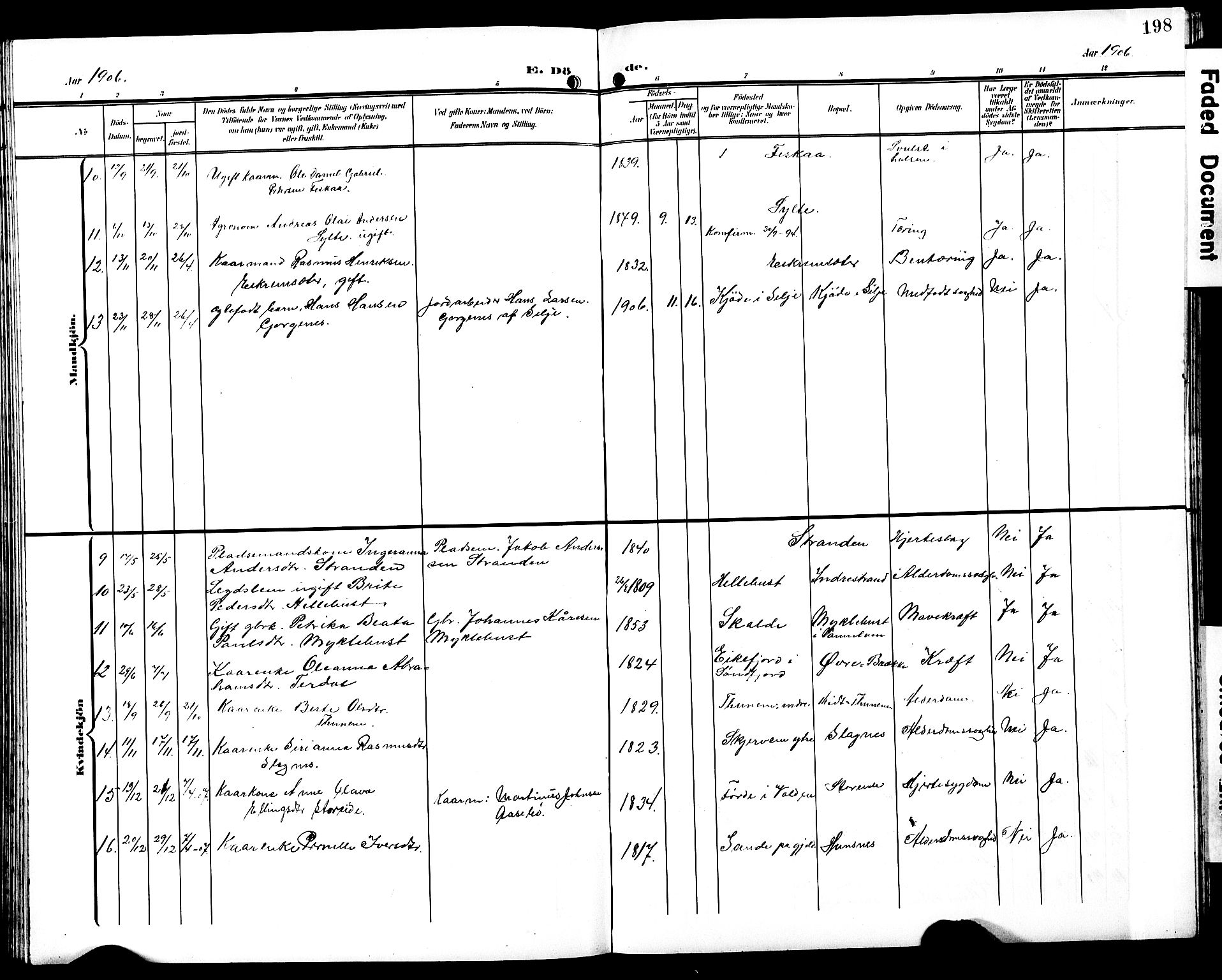 Ministerialprotokoller, klokkerbøker og fødselsregistre - Møre og Romsdal, SAT/A-1454/501/L0018: Parish register (copy) no. 501C04, 1902-1930, p. 198