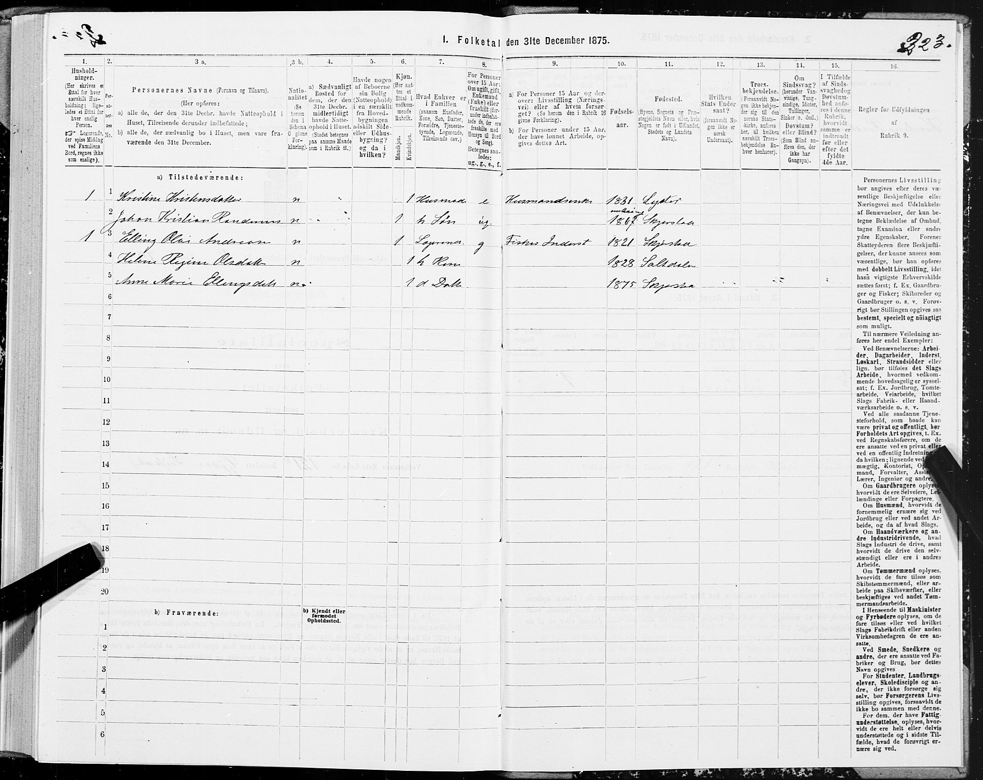 SAT, 1875 census for 1842P Skjerstad, 1875, p. 2223