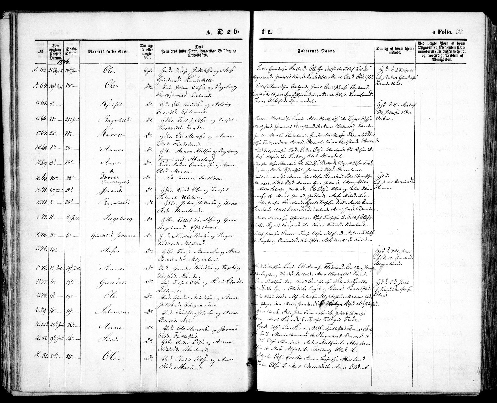 Evje sokneprestkontor, AV/SAK-1111-0008/F/Fa/Faa/L0005: Parish register (official) no. A 5, 1843-1865, p. 32