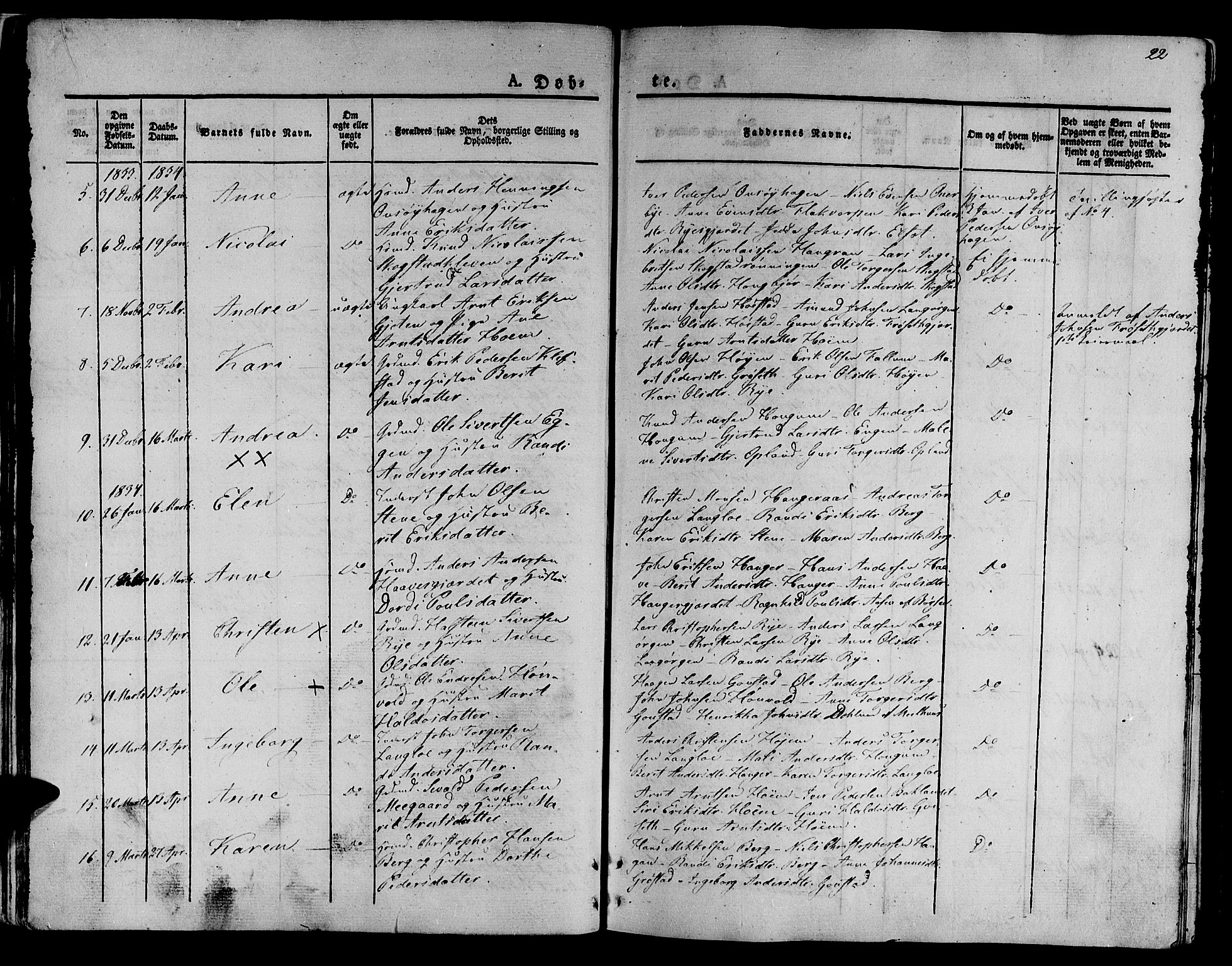Ministerialprotokoller, klokkerbøker og fødselsregistre - Sør-Trøndelag, SAT/A-1456/612/L0374: Parish register (official) no. 612A07 /1, 1829-1845, p. 22