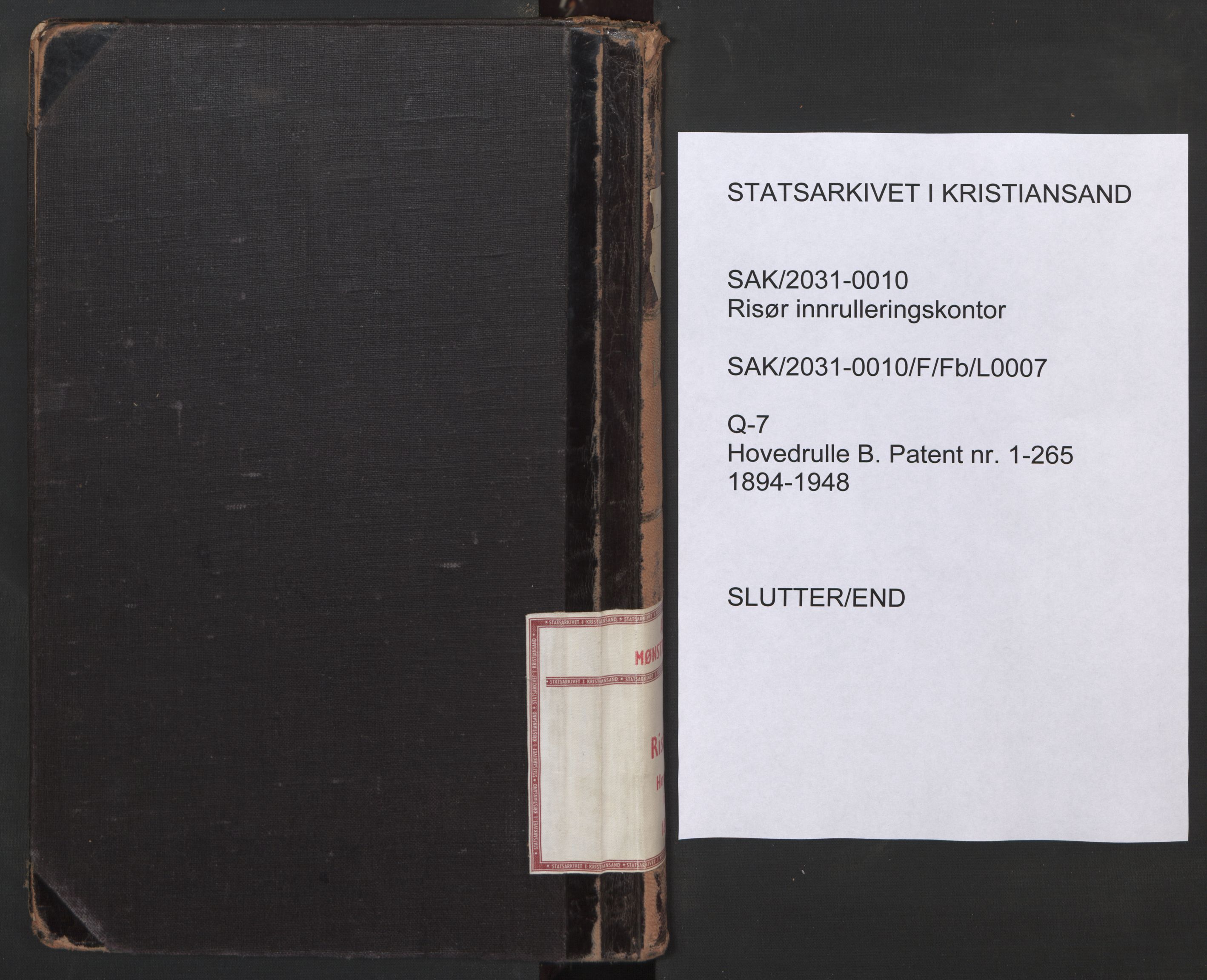 Risør mønstringskrets, AV/SAK-2031-0010/F/Fb/L0007: Hovedrulle B nr 1-265, Q-7, 1894-1948, p. 141