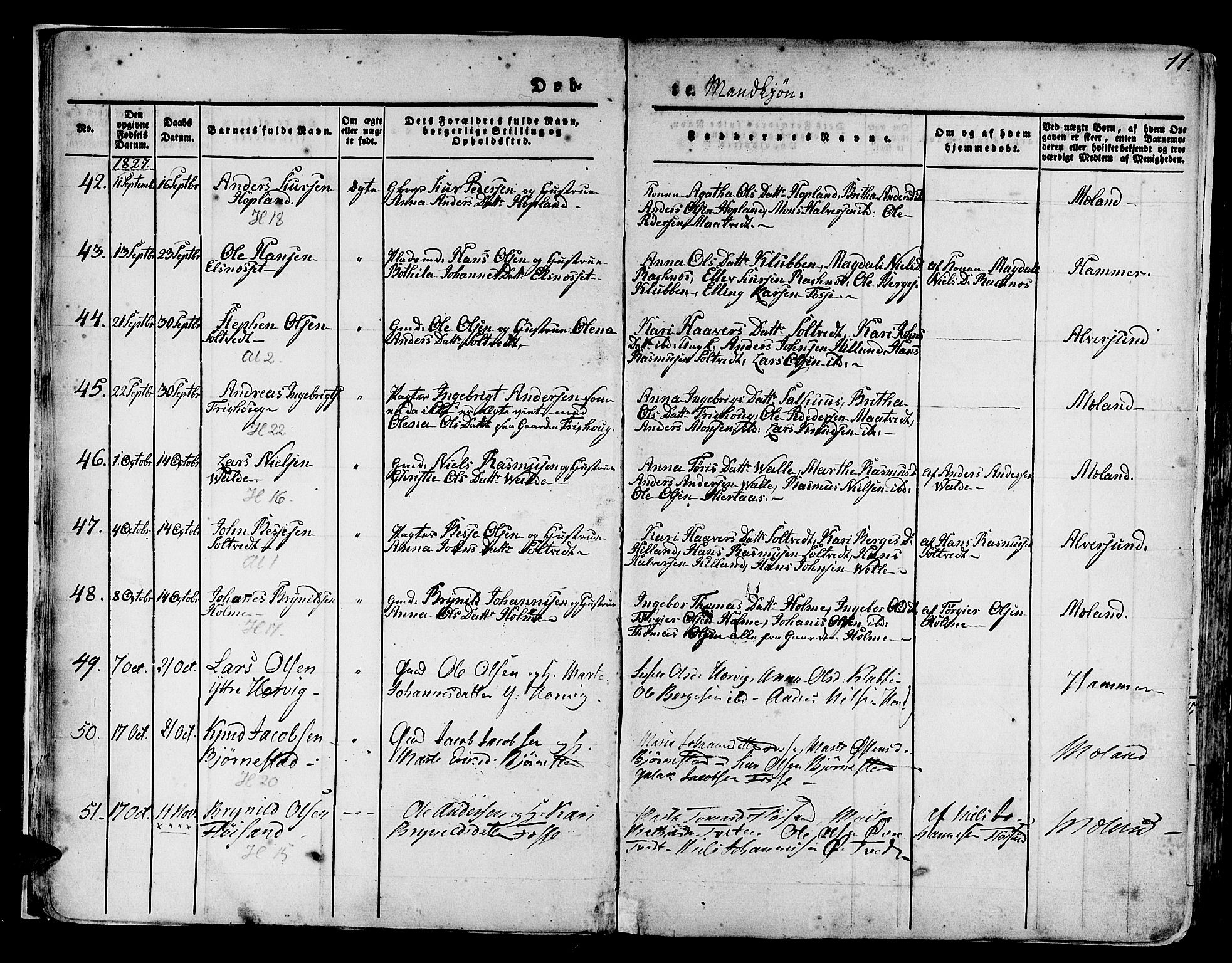 Hamre sokneprestembete, AV/SAB-A-75501/H/Ha/Haa/Haaa/L0011: Parish register (official) no. A 11, 1826-1834, p. 11