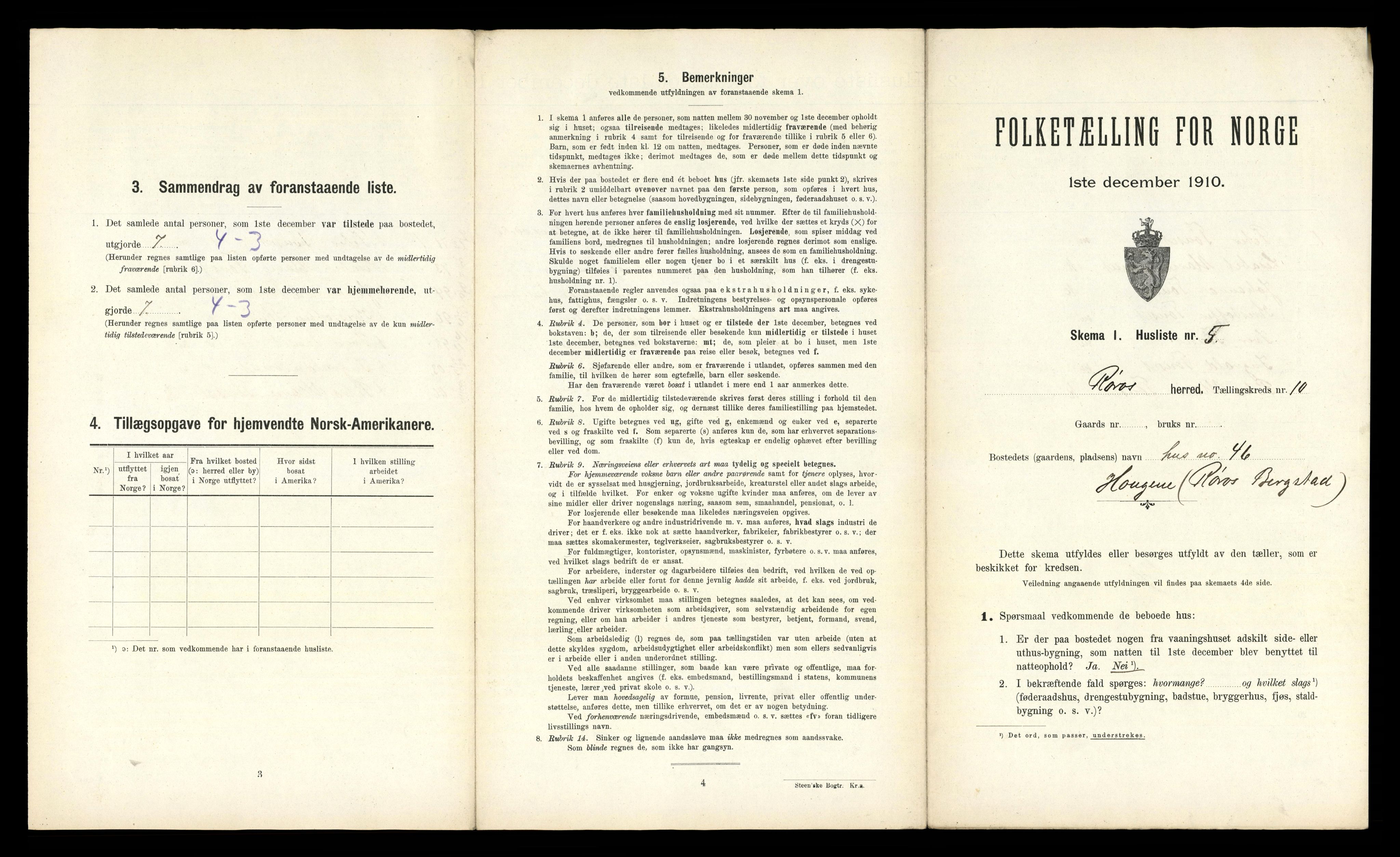 RA, 1910 census for Røros, 1910, p. 1189