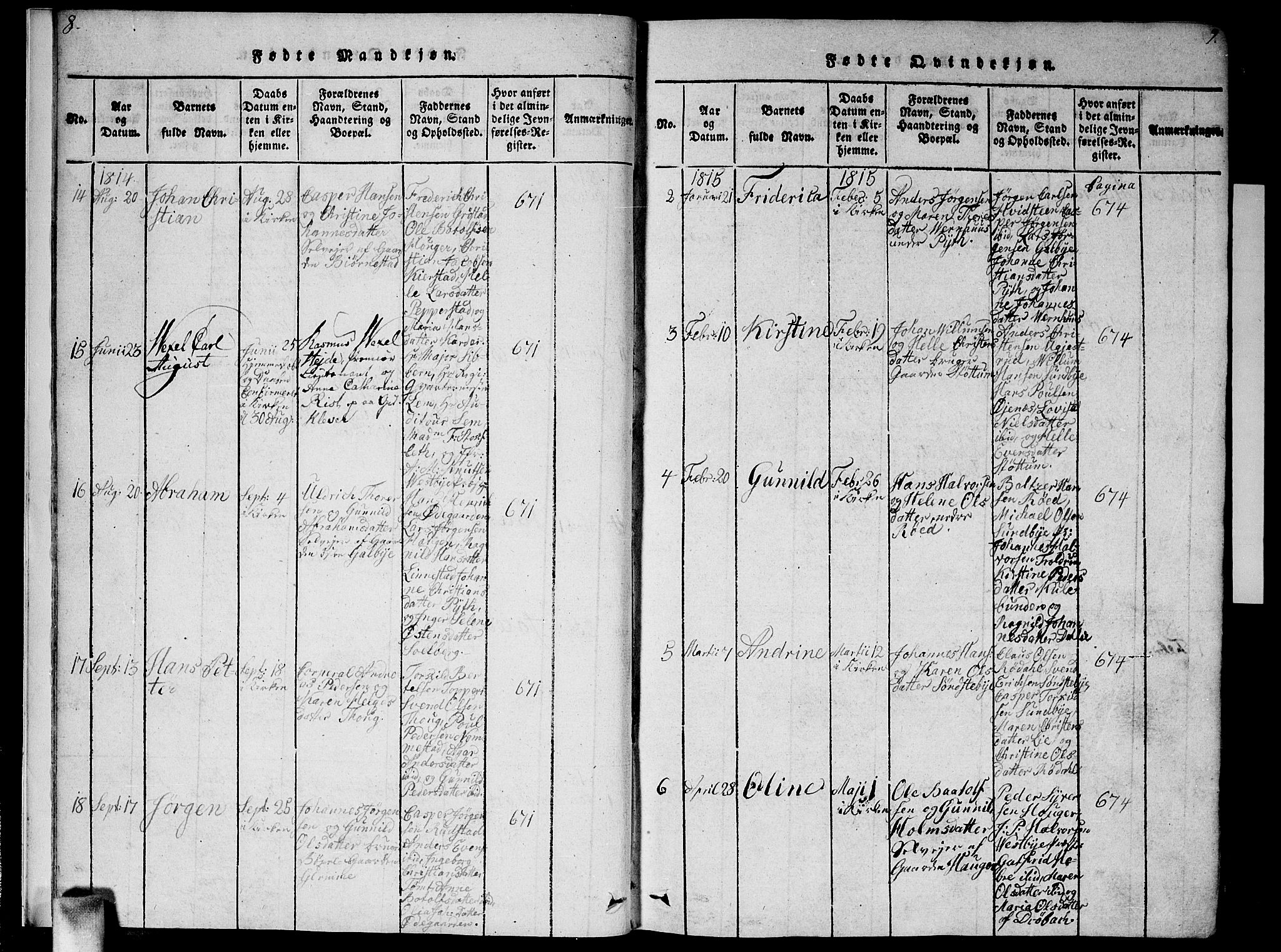 Vestby prestekontor Kirkebøker, AV/SAO-A-10893/F/Fa/L0005: Parish register (official) no. I 5, 1814-1827, p. 8-9