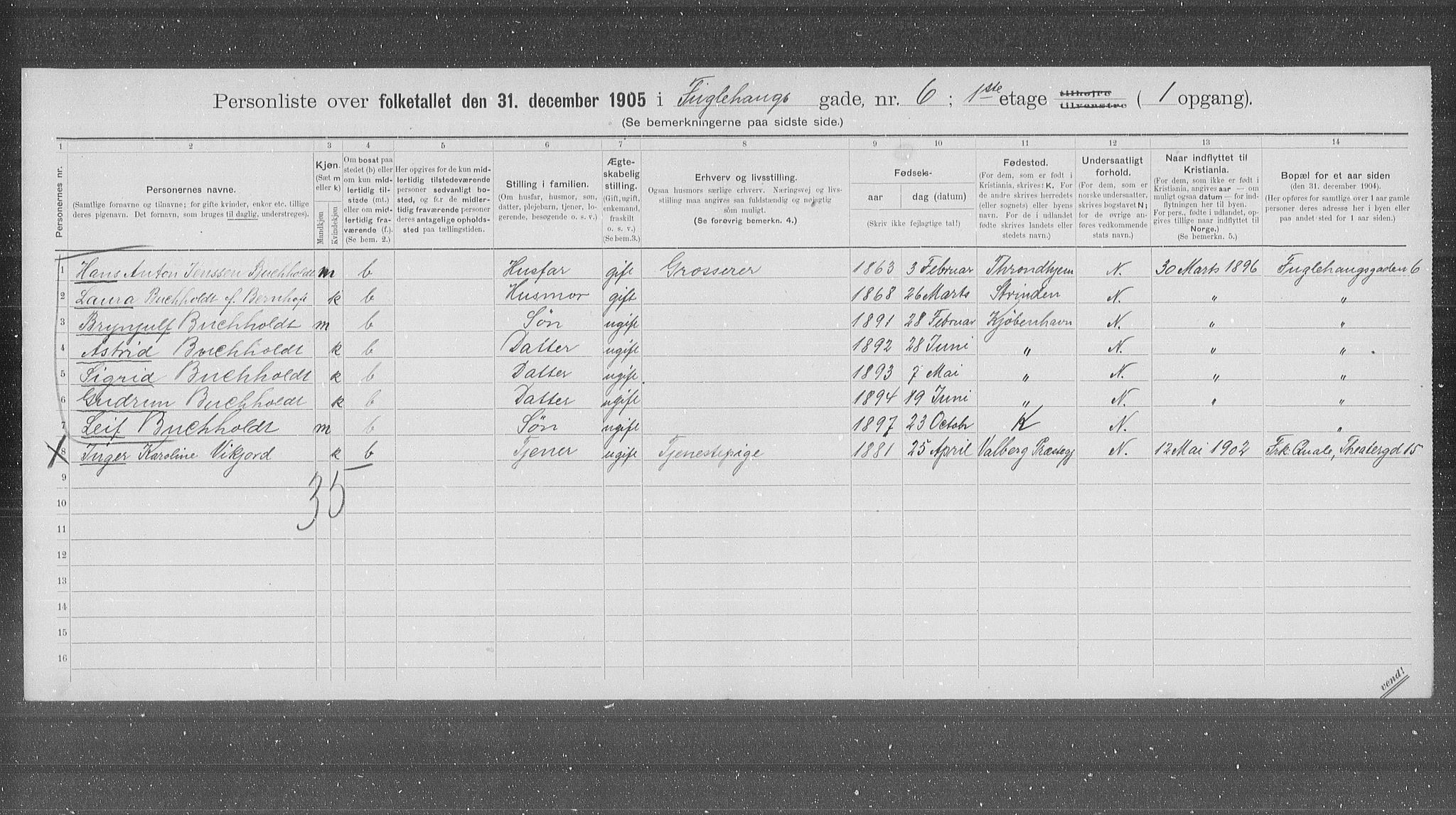 OBA, Municipal Census 1905 for Kristiania, 1905, p. 14687