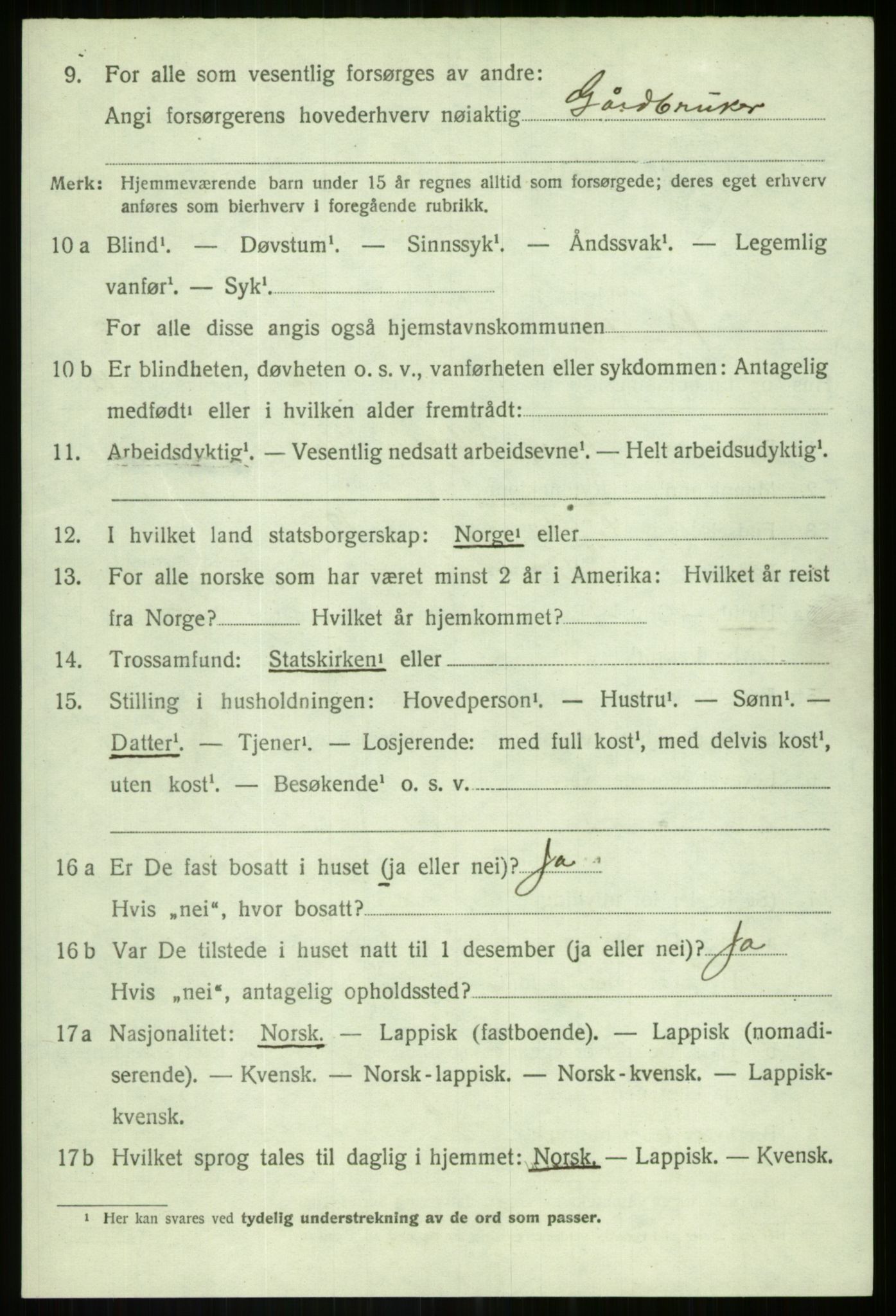 SATØ, 1920 census for Bardu, 1920, p. 1166