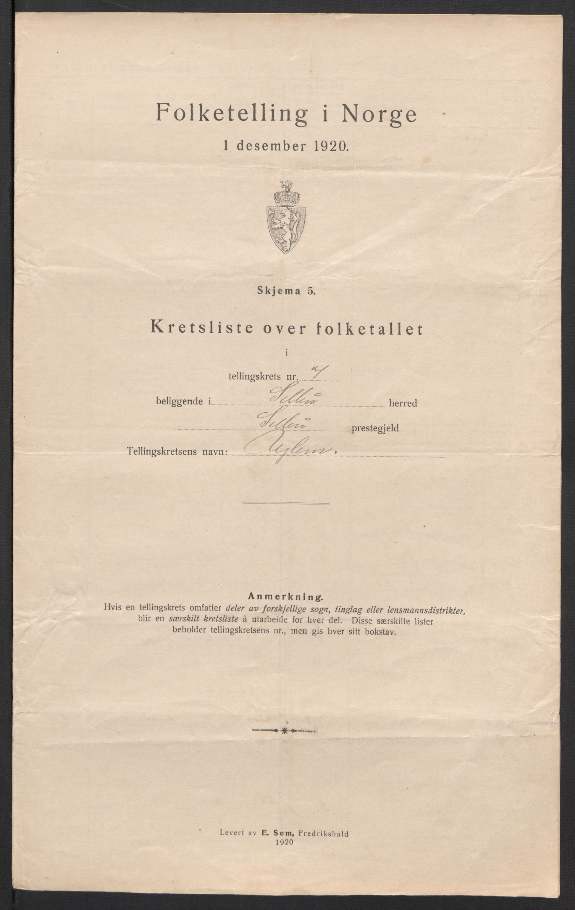 SAT, 1920 census for Selbu, 1920, p. 26