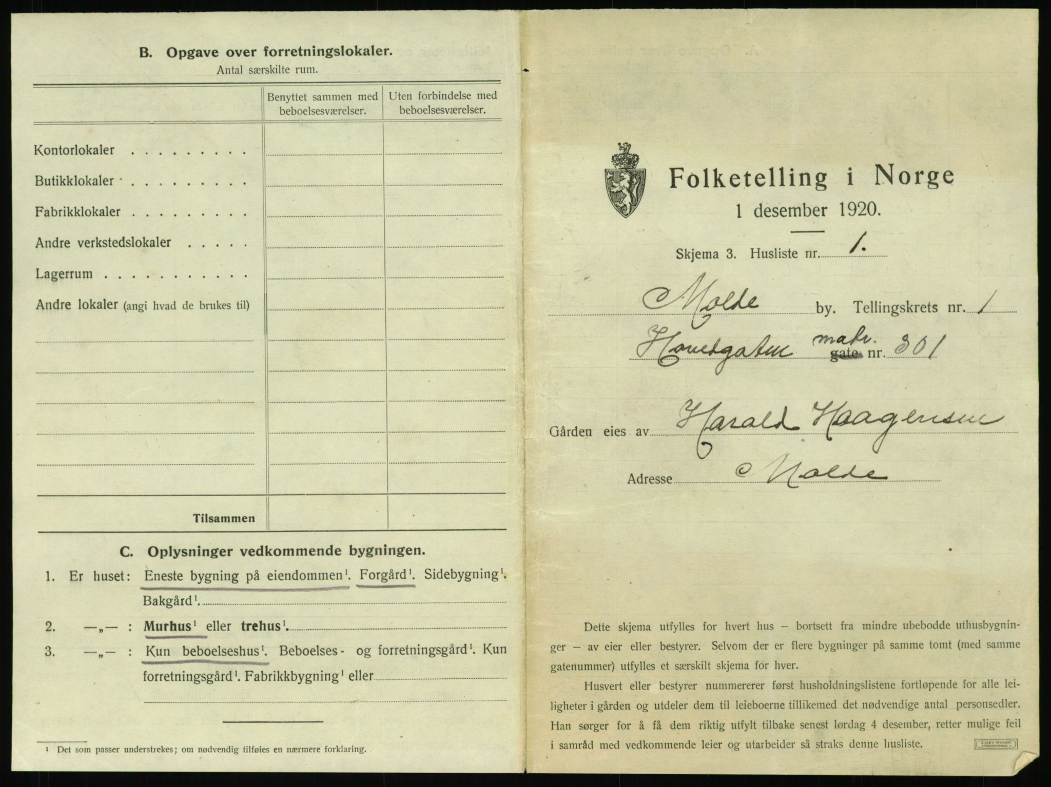 SAT, 1920 census for Molde, 1920, p. 25