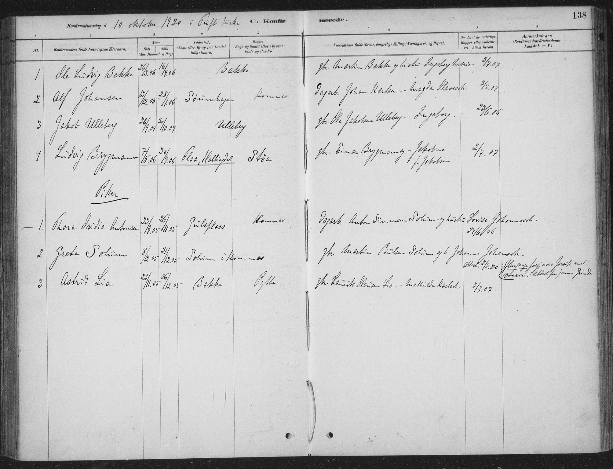 Sandsvær kirkebøker, AV/SAKO-A-244/F/Fe/L0001: Parish register (official) no. V 1, 1878-1936, p. 138