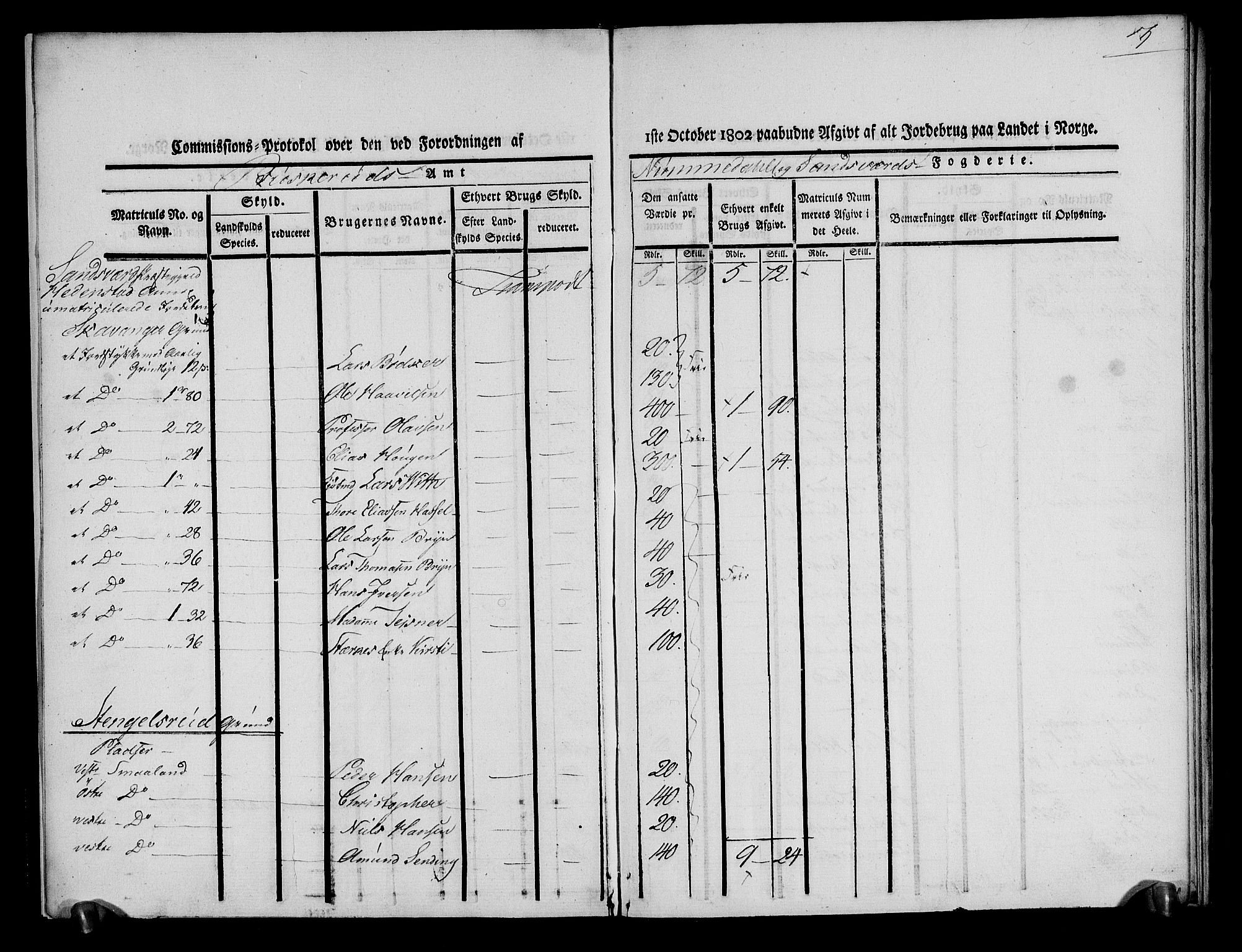 Rentekammeret inntil 1814, Realistisk ordnet avdeling, RA/EA-4070/N/Ne/Nea/L0052: Numedal og Sandsvær fogderi. Kommisjonsprotokoll over umatrikulerte jordbruk i Hedenstad anneks, 1803, p. 5