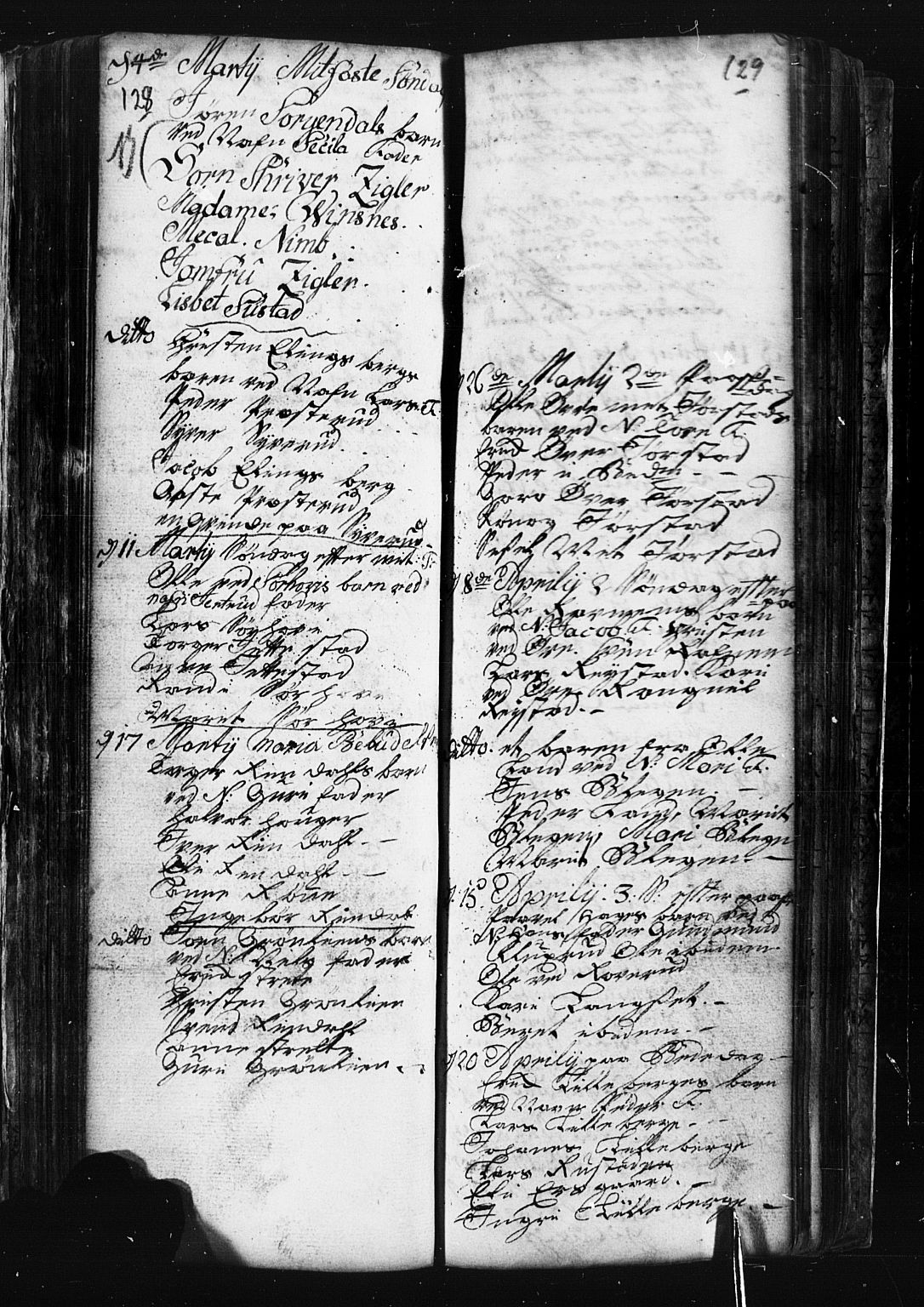Fåberg prestekontor, SAH/PREST-086/H/Ha/Hab/L0001: Parish register (copy) no. 1, 1727-1767, p. 128-129