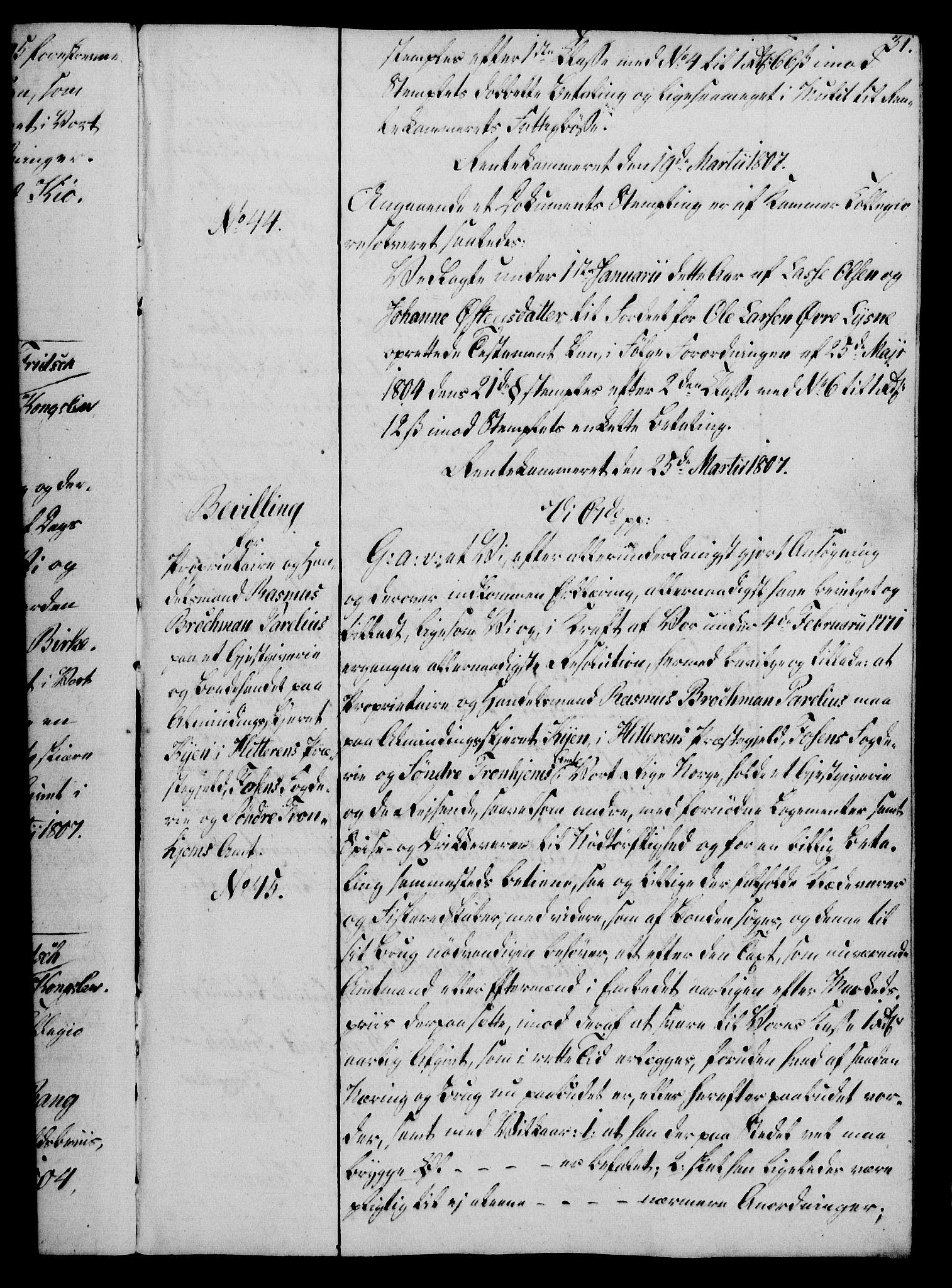 Rentekammeret, Kammerkanselliet, RA/EA-3111/G/Gg/Gga/L0019: Norsk ekspedisjonsprotokoll med register (merket RK 53.19), 1807-1810, p. 31