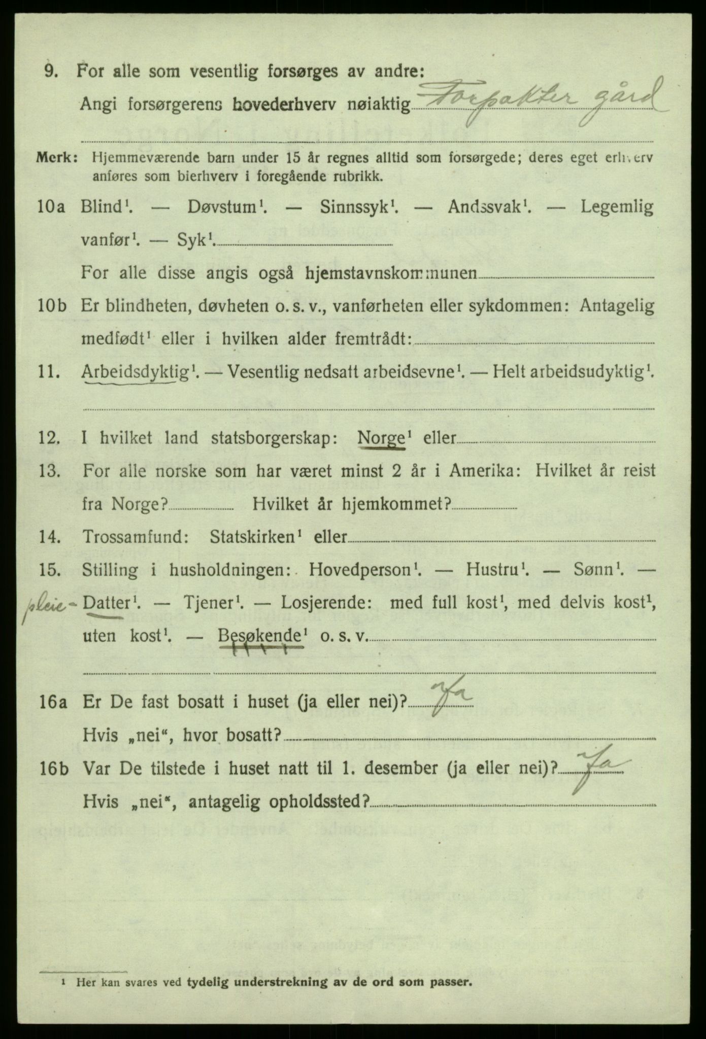 SAB, 1920 census for Sogndal, 1920, p. 1658