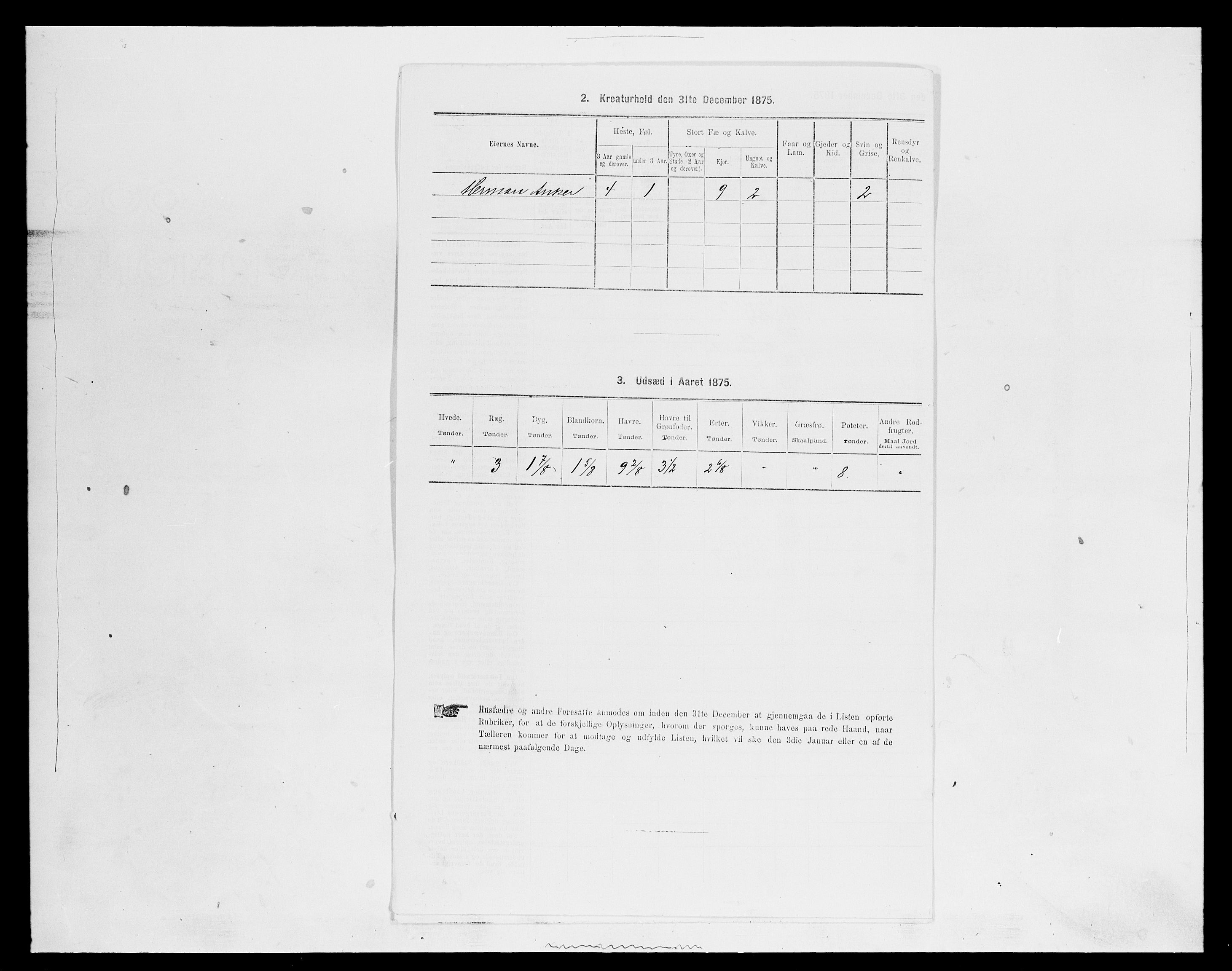 SAH, 1875 census for 0414L Vang/Vang og Furnes, 1875, p. 1500