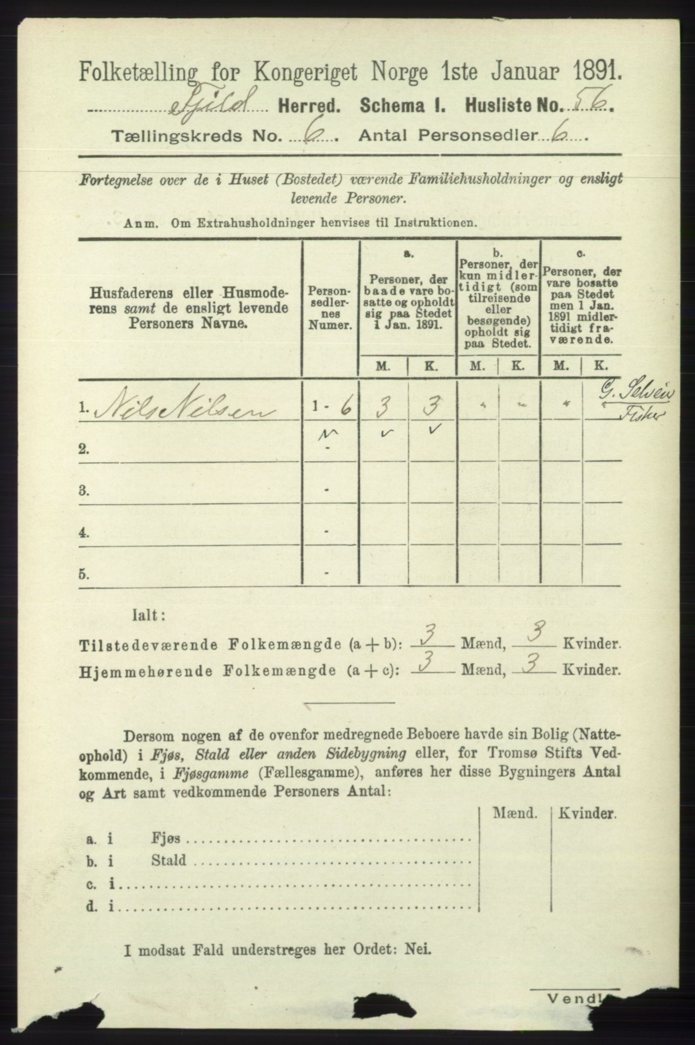 RA, 1891 census for 1246 Fjell, 1891, p. 2996