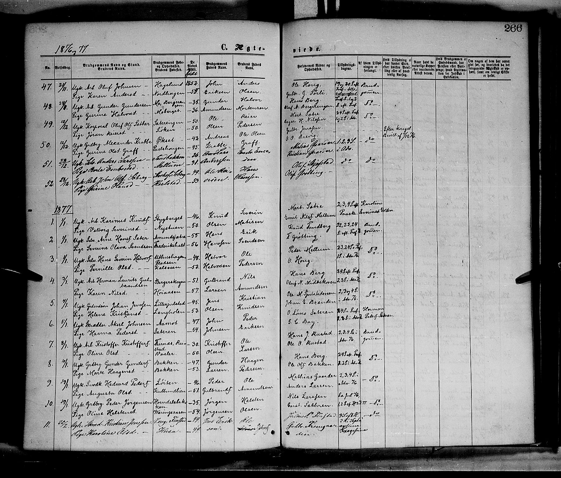 Elverum prestekontor, AV/SAH-PREST-044/H/Ha/Haa/L0011: Parish register (official) no. 11, 1869-1879, p. 266