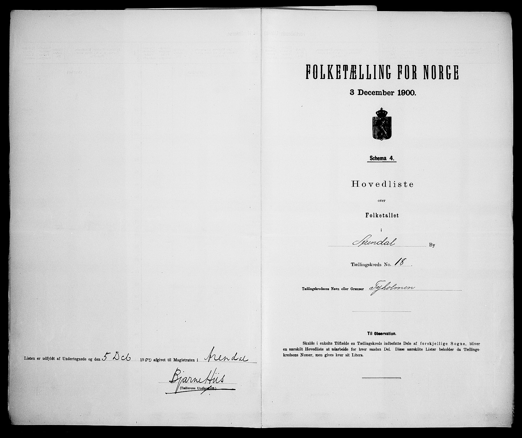 SAK, 1900 census for Arendal, 1900, p. 63