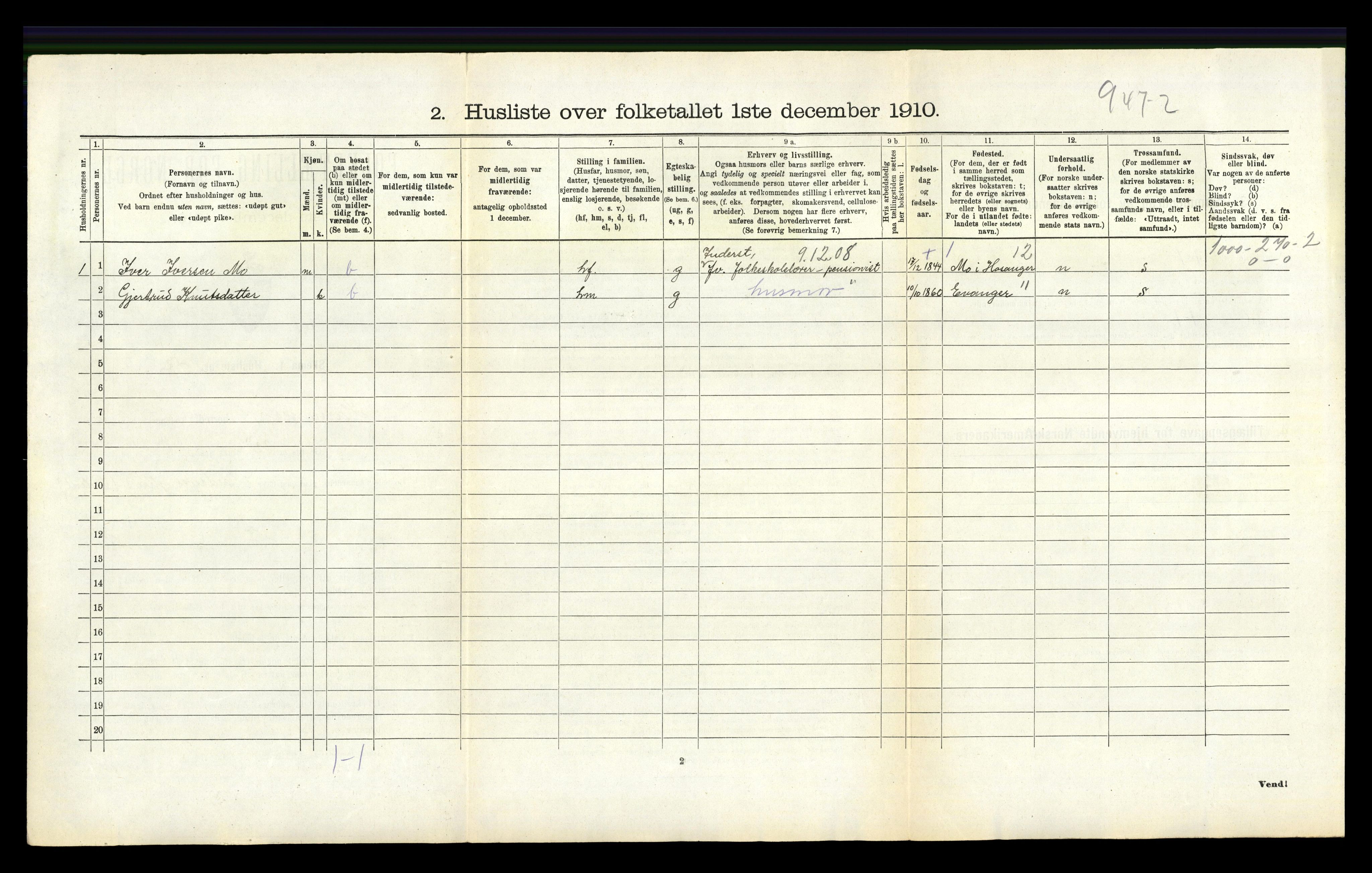 RA, 1910 census for Hamre, 1910, p. 435