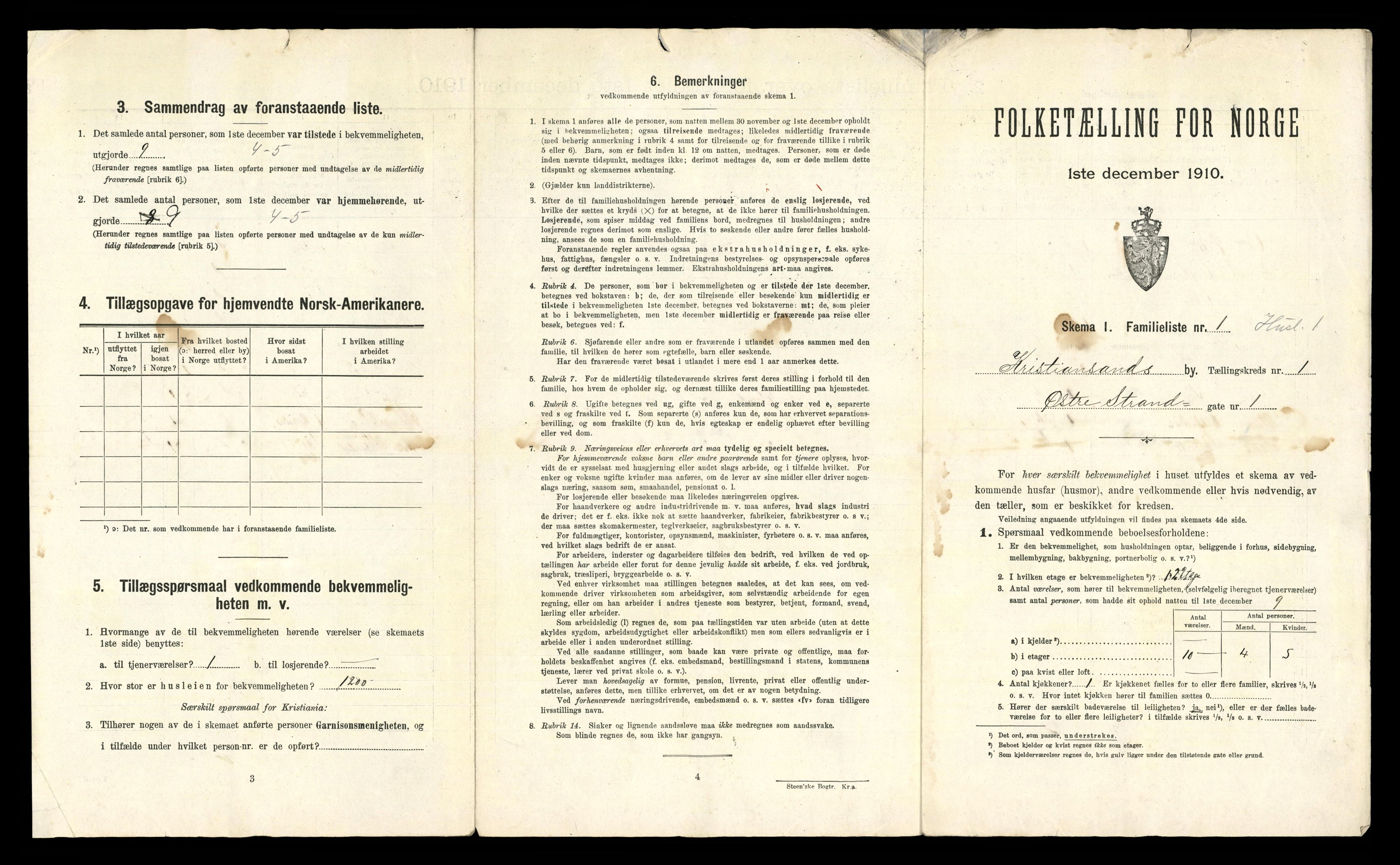 RA, 1910 census for Kristiansand, 1910, p. 134