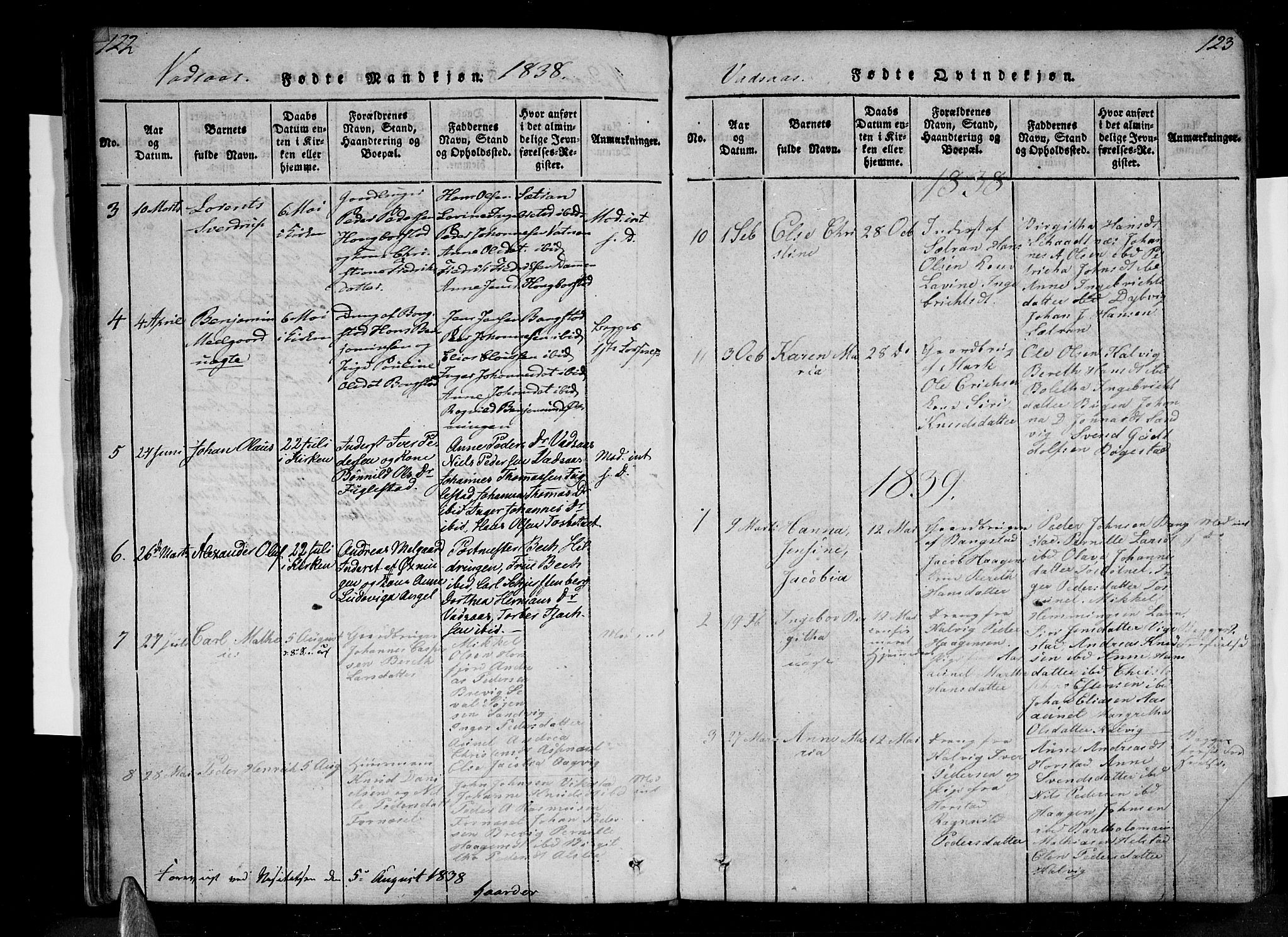 Ministerialprotokoller, klokkerbøker og fødselsregistre - Nordland, AV/SAT-A-1459/810/L0142: Parish register (official) no. 810A06 /1, 1819-1841, p. 122-123