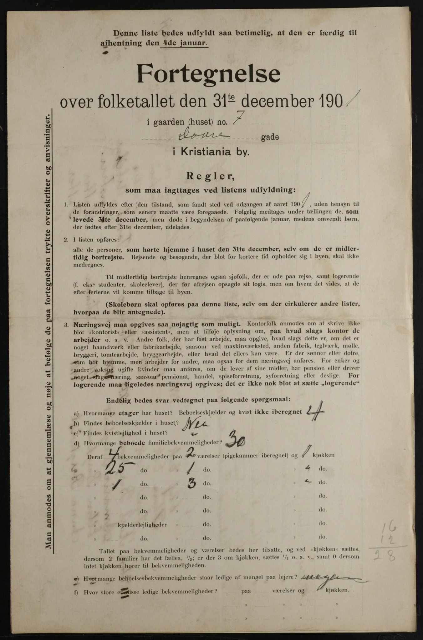 OBA, Municipal Census 1901 for Kristiania, 1901, p. 2623