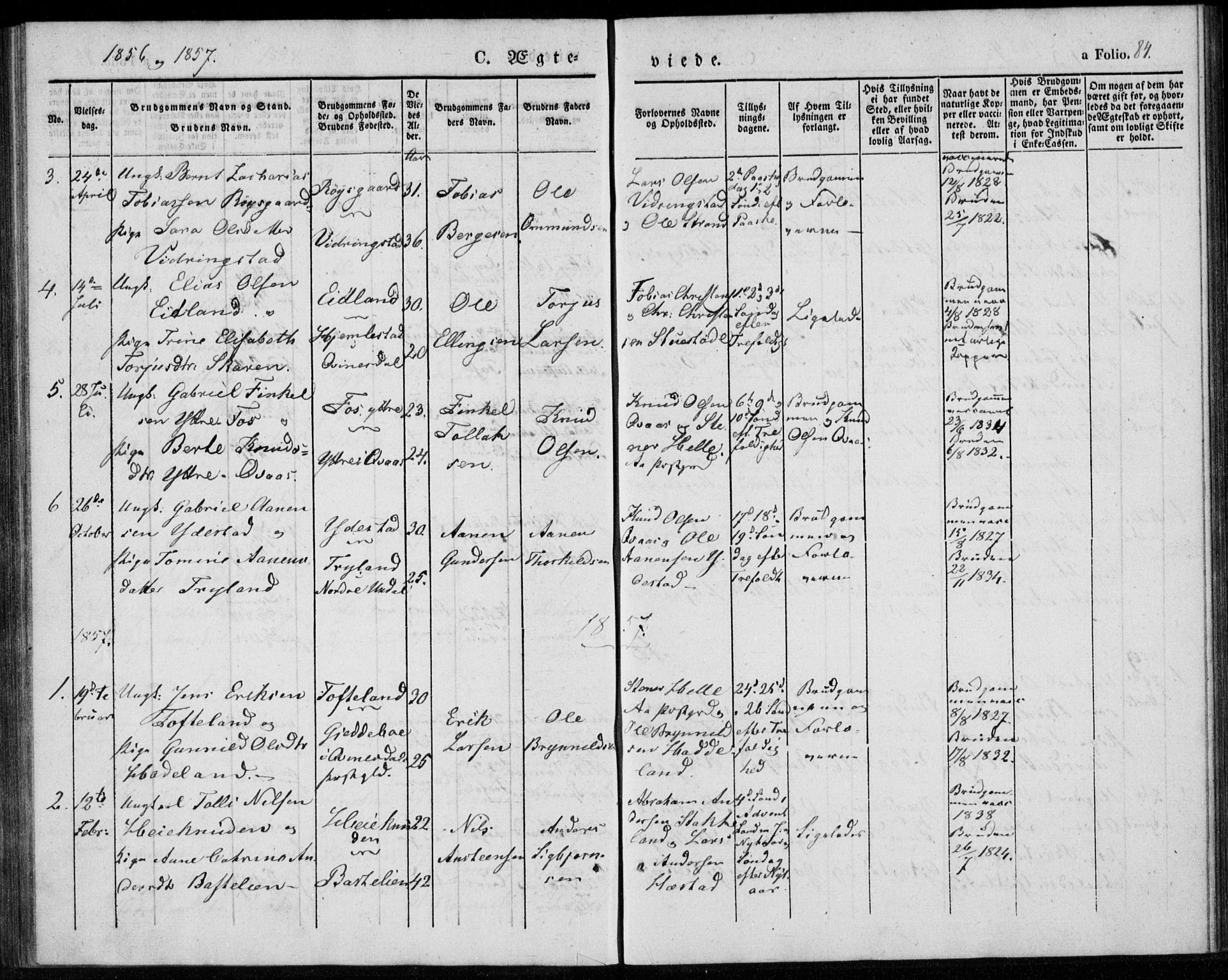 Lyngdal sokneprestkontor, AV/SAK-1111-0029/F/Fa/Fab/L0001: Parish register (official) no. A 1, 1838-1860, p. 84