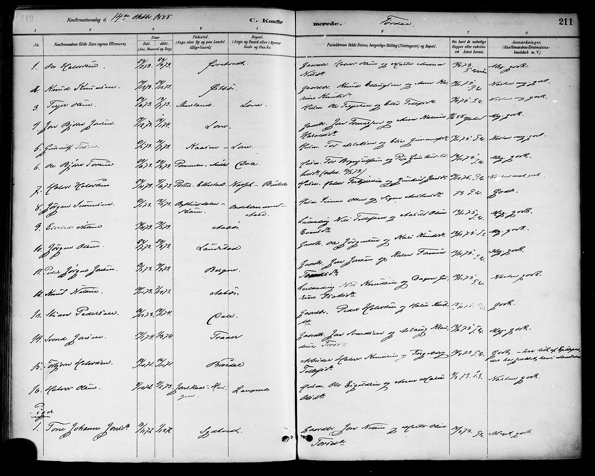 Drangedal kirkebøker, SAKO/A-258/F/Fa/L0010: Parish register (official) no. 10 /2, 1885-1894, p. 211