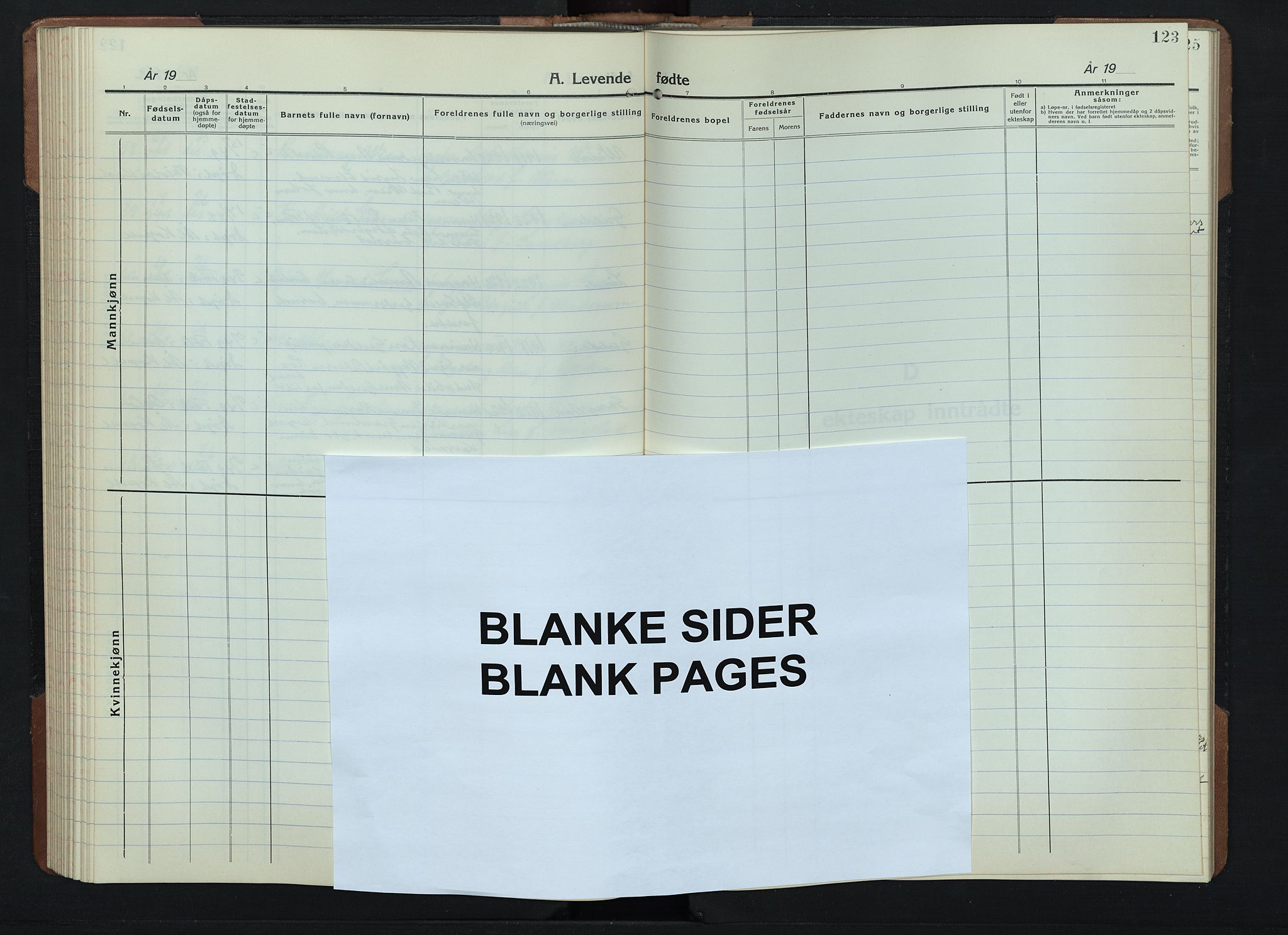 Gran prestekontor, AV/SAH-PREST-112/H/Ha/Hab/L0009: Parish register (copy) no. 9, 1933-1950, p. 123