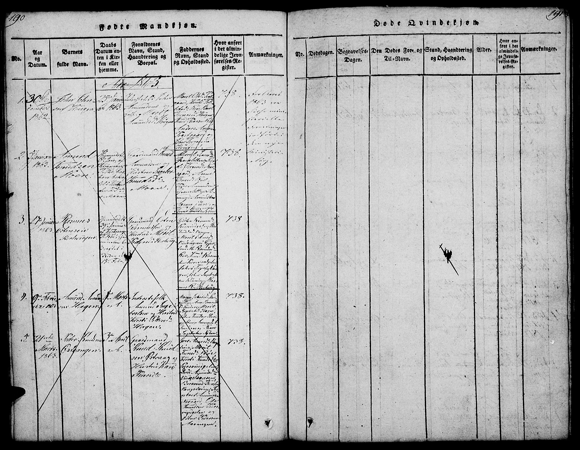 Tolga prestekontor, AV/SAH-PREST-062/L/L0003: Parish register (copy) no. 3, 1815-1862, p. 190-191