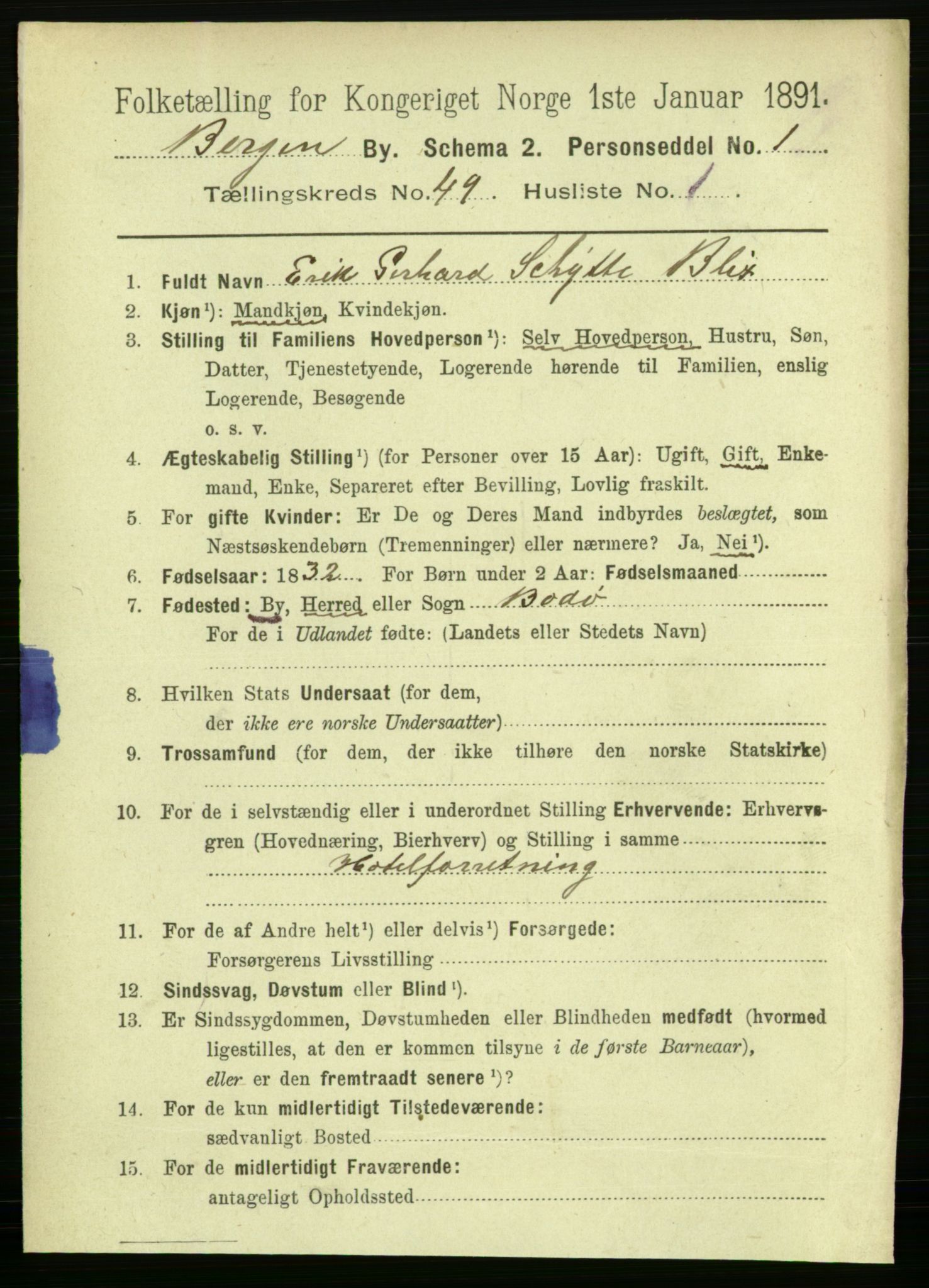 RA, 1891 Census for 1301 Bergen, 1891, p. 58430