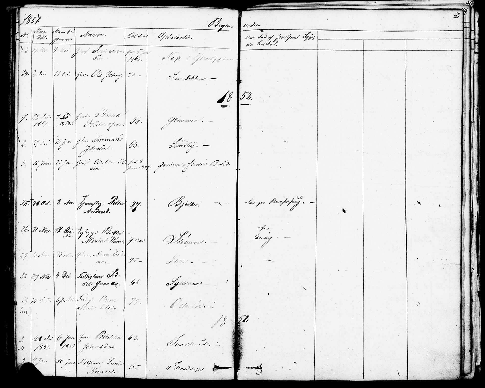 Enebakk prestekontor Kirkebøker, AV/SAO-A-10171c/F/Fa/L0013: Parish register (official) no. I 13, 1832-1882, p. 63
