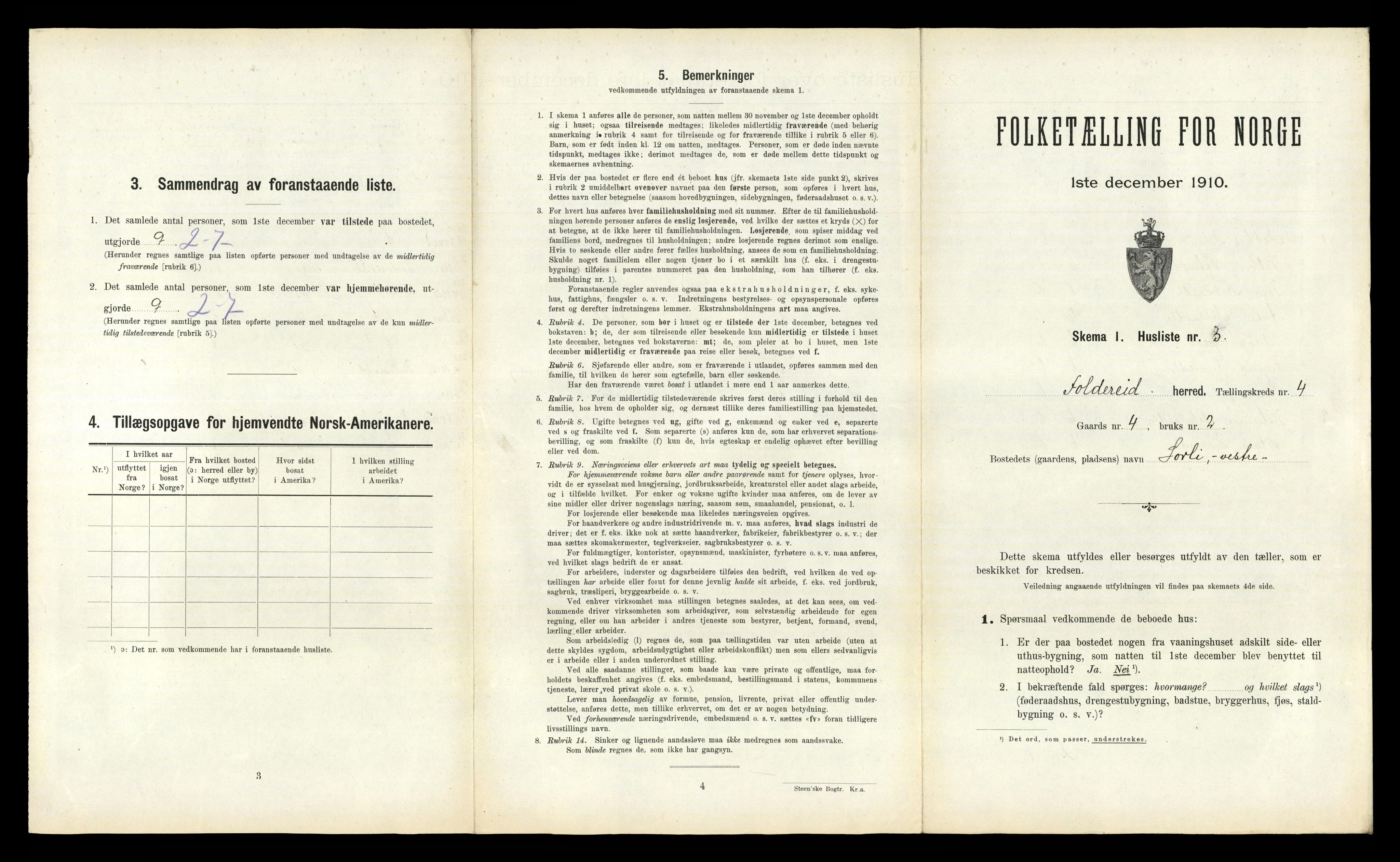 RA, 1910 census for Foldereid, 1910, p. 228