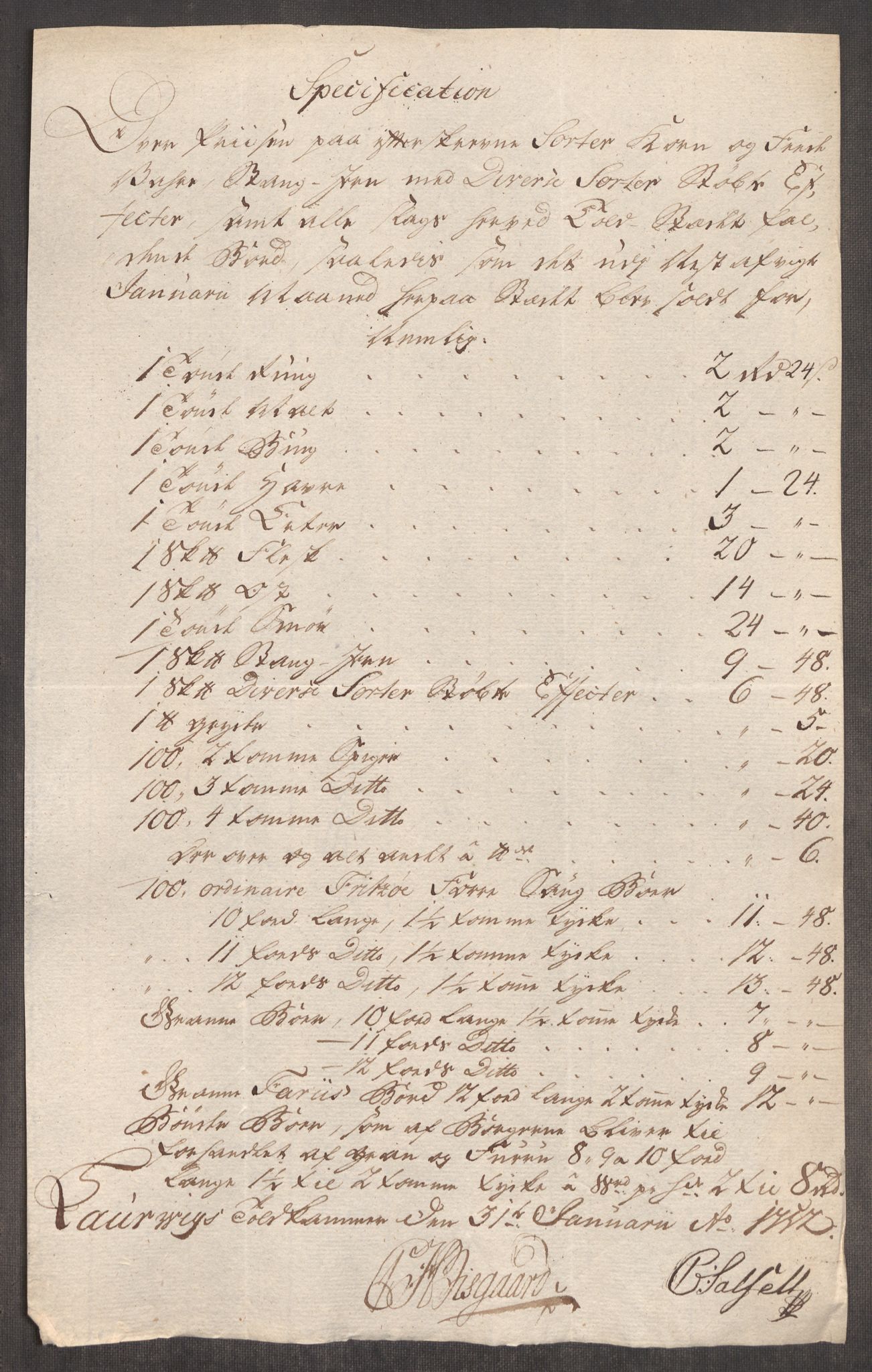 Rentekammeret inntil 1814, Realistisk ordnet avdeling, RA/EA-4070/Oe/L0004: [Ø1]: Priskuranter, 1749-1752, p. 910