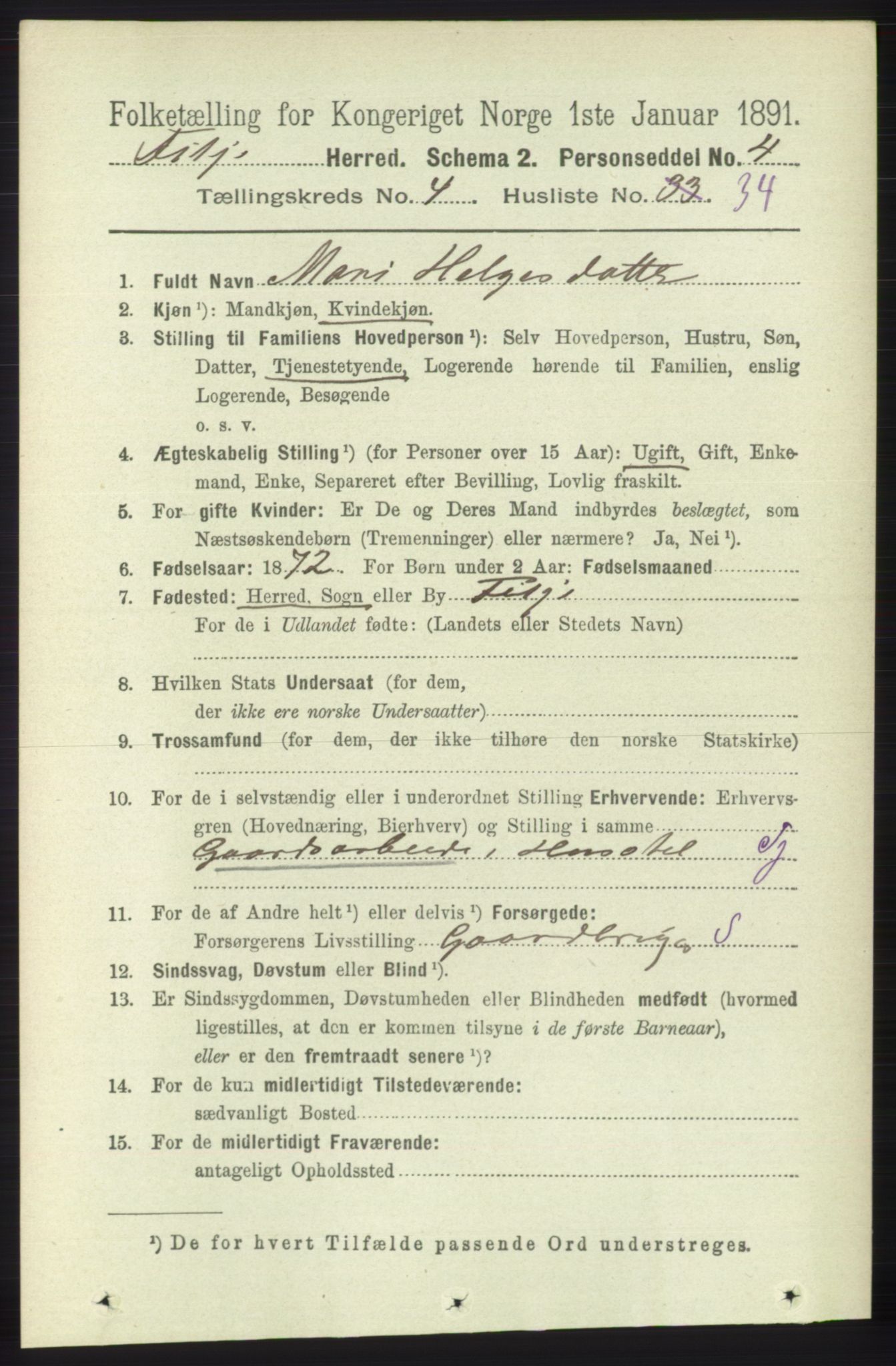 RA, 1891 census for 1222 Fitjar, 1891, p. 1529