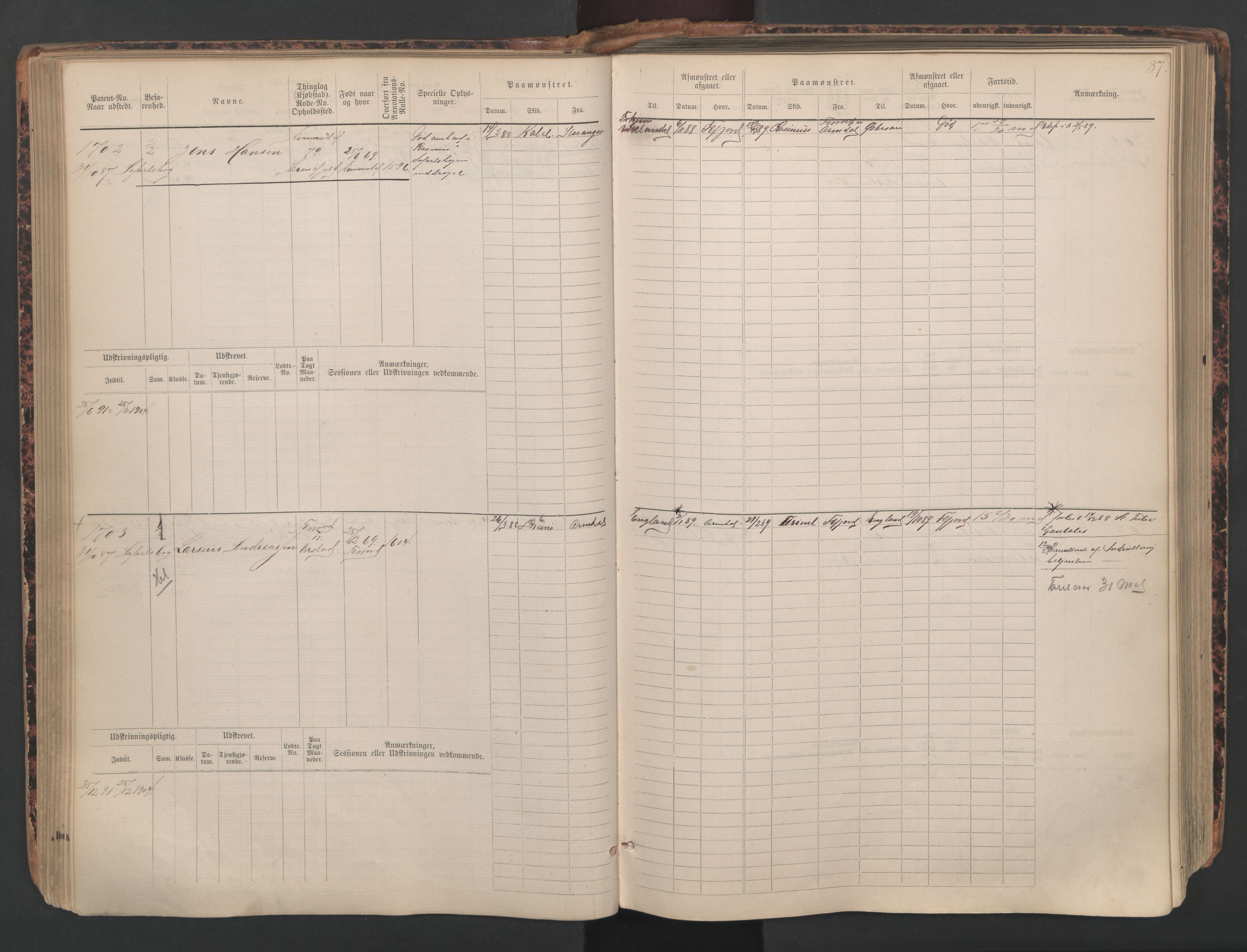 Flekkefjord mønstringskrets, AV/SAK-2031-0018/F/Fb/L0010: Hovedrulle nr 1534-2329, Æ-7, 1884-1948, p. 89
