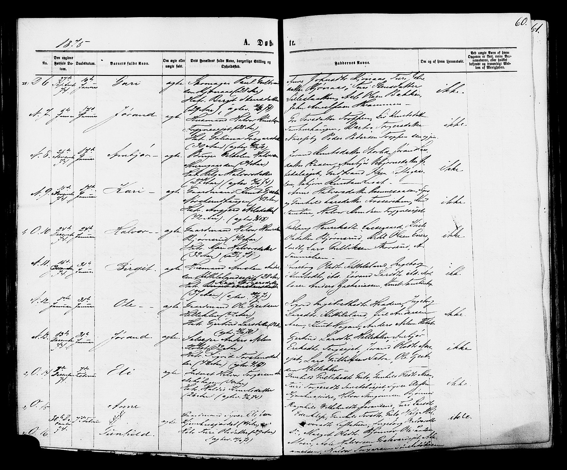 Nore kirkebøker, SAKO/A-238/F/Fa/L0004: Parish register (official) no. I 4, 1867-1877, p. 60