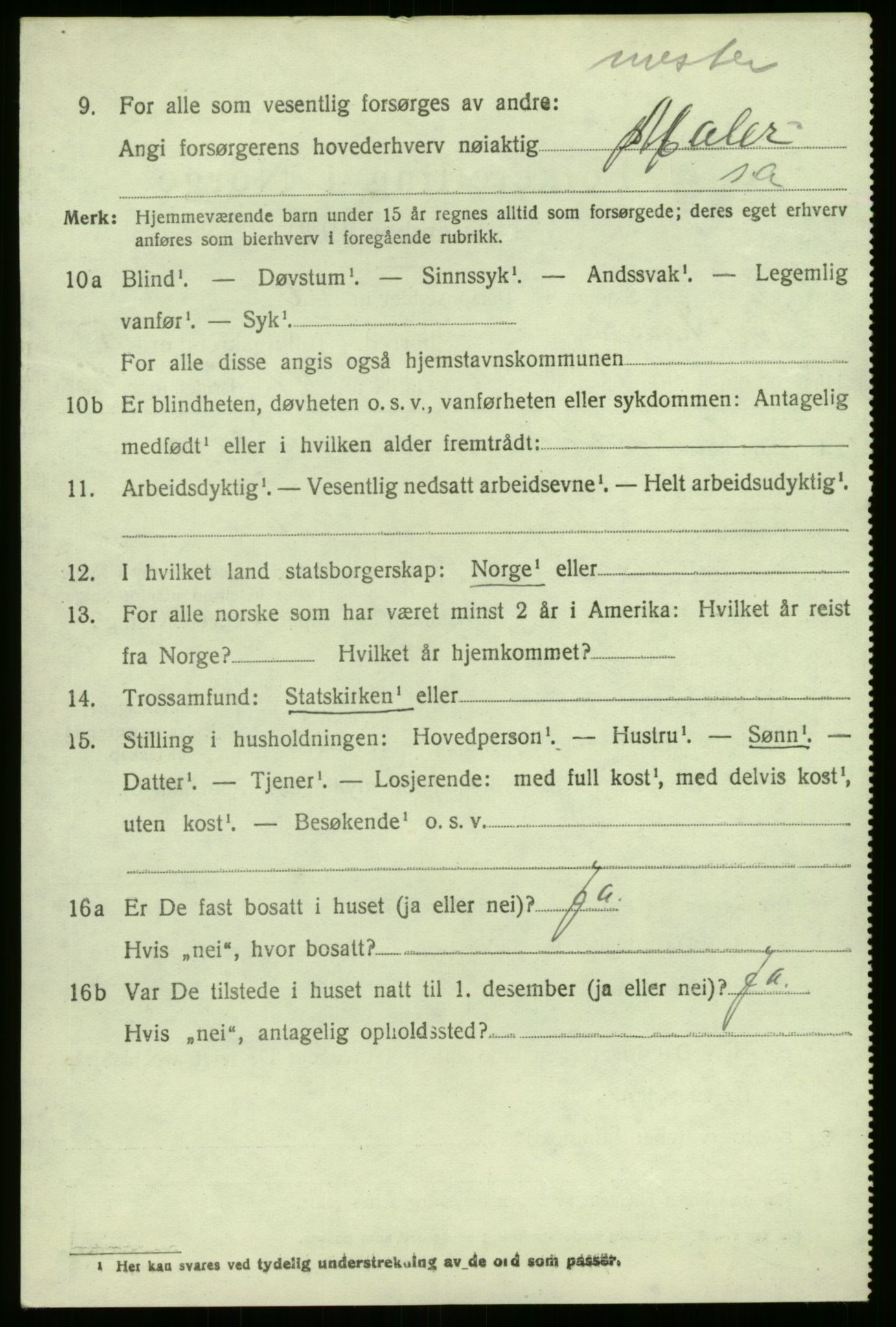 SAB, 1920 census for Sør-Vågsøy, 1920, p. 3291