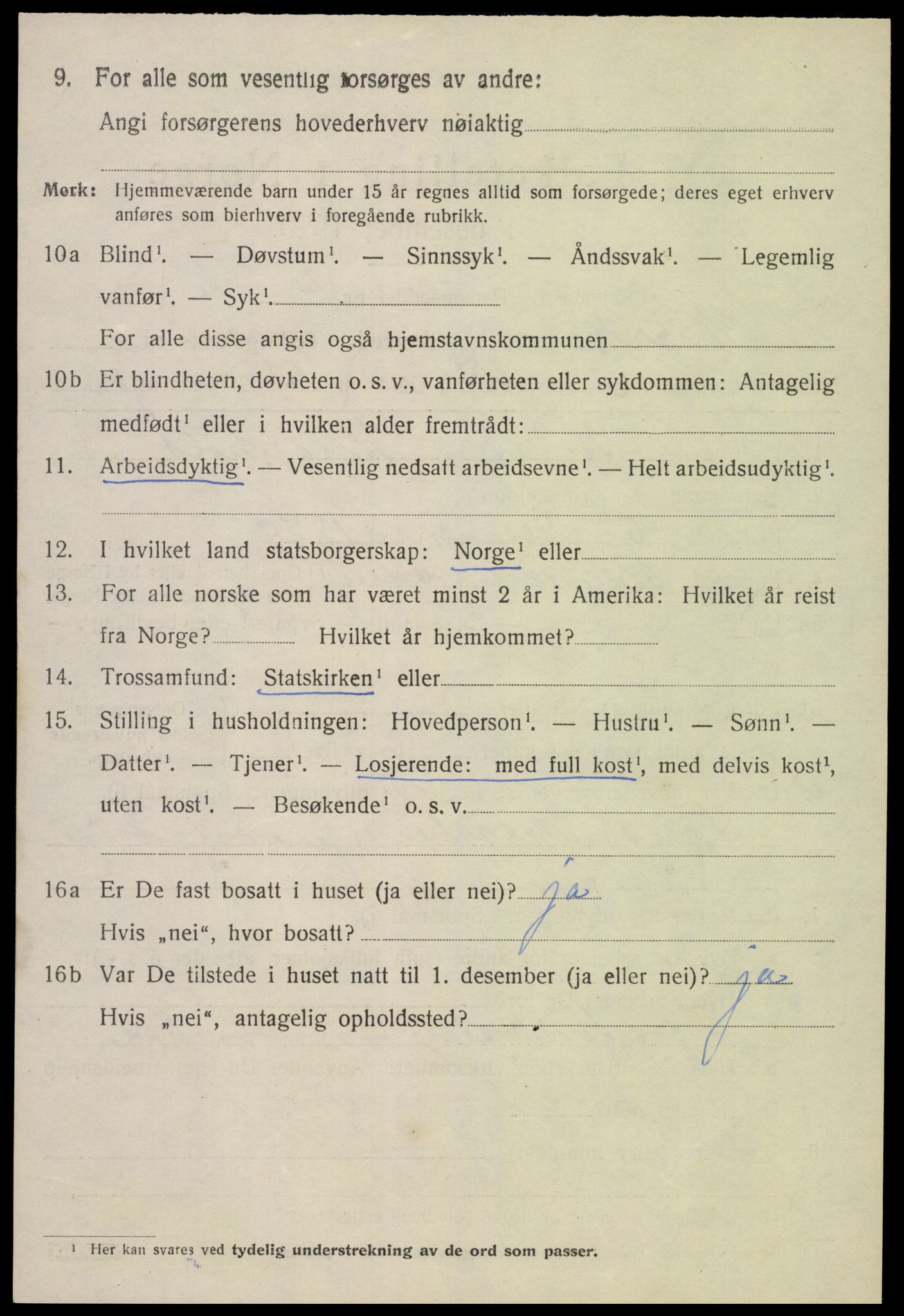 SAK, 1920 census for Birkenes, 1920, p. 1062