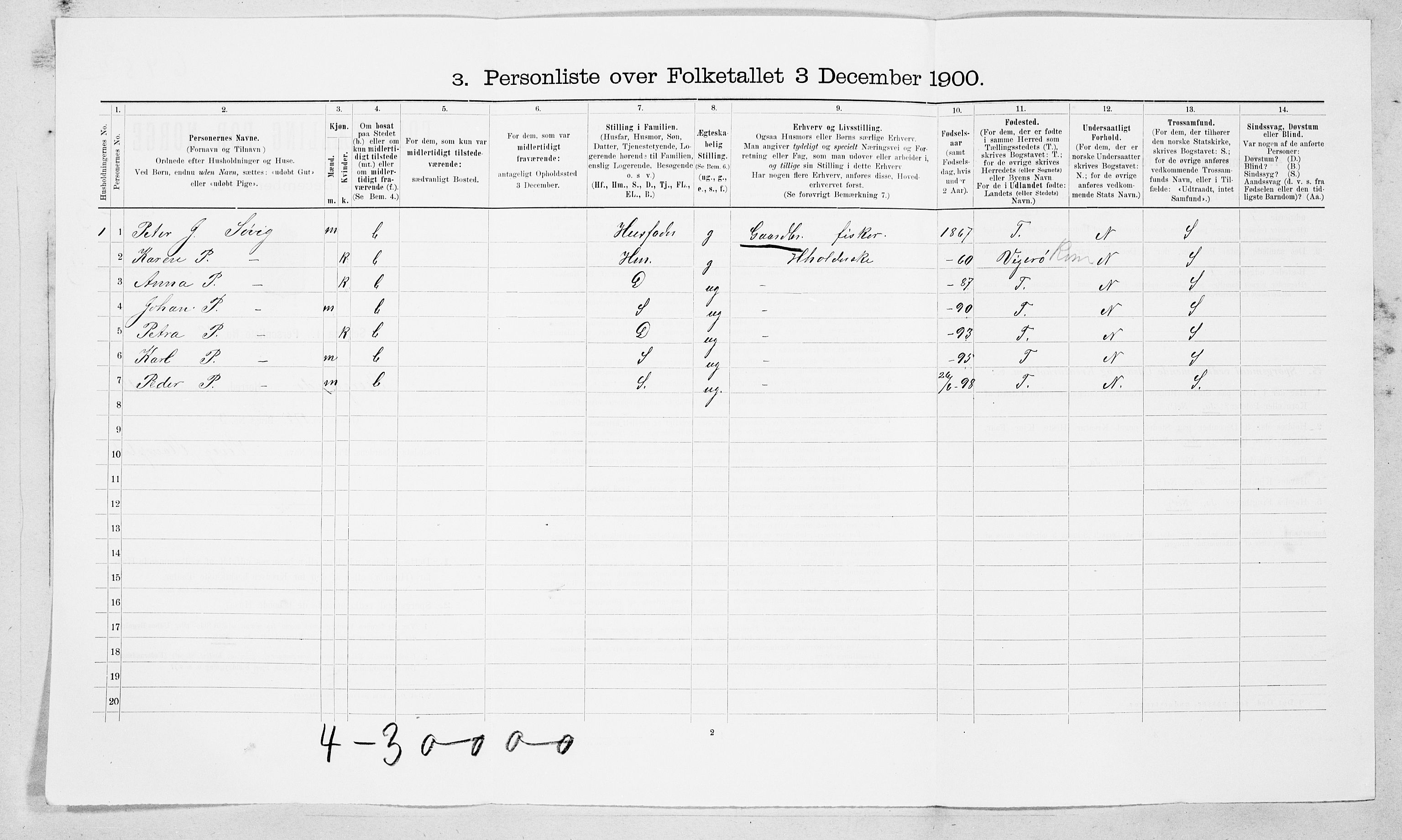 SAT, 1900 census for Borgund, 1900, p. 1906