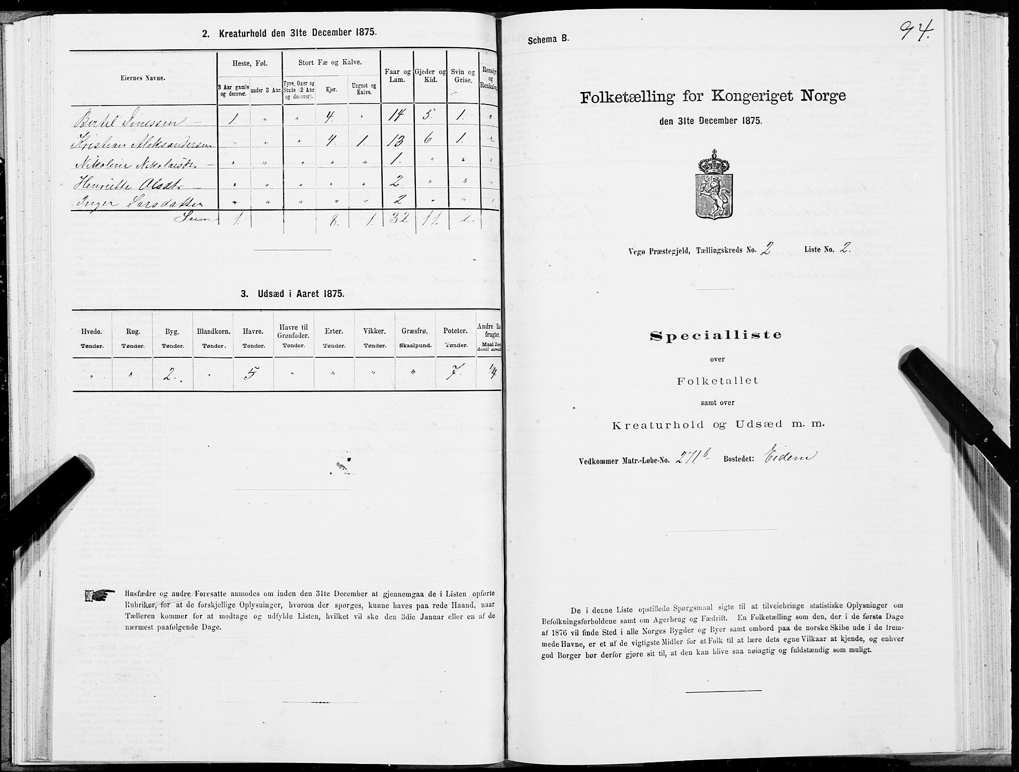SAT, 1875 census for 1815P Vega, 1875, p. 1094