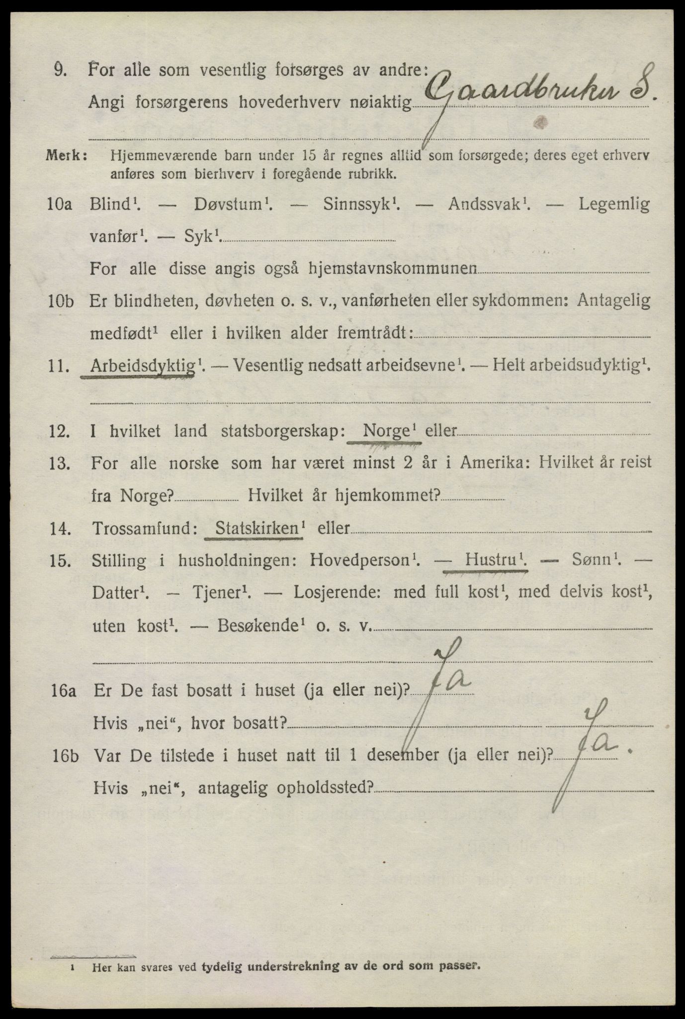 SAO, 1920 census for Degernes, 1920, p. 2081