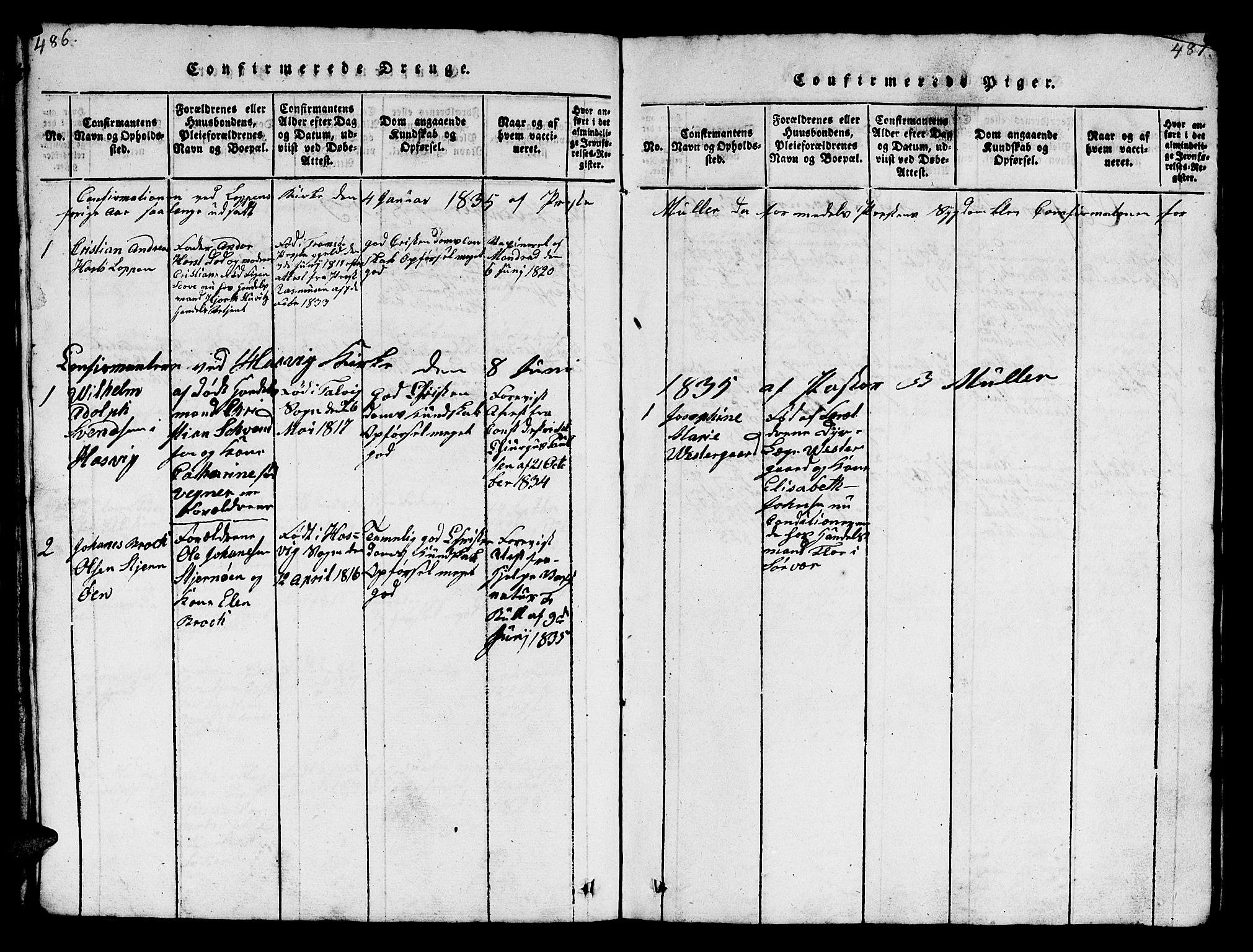 Loppa sokneprestkontor, AV/SATØ-S-1339/H/Hb/L0001klokker: Parish register (copy) no. 1, 1820-1849, p. 486-487