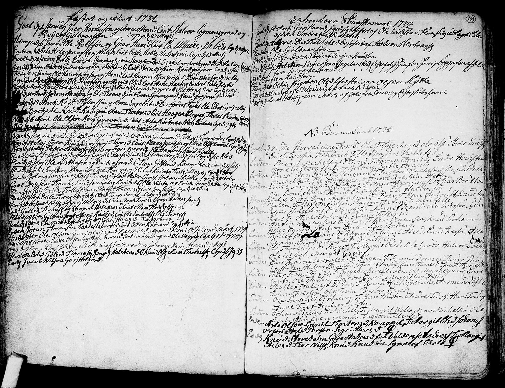 Nes kirkebøker, SAKO/A-236/F/Fa/L0002: Parish register (official) no. 2, 1707-1759, p. 103