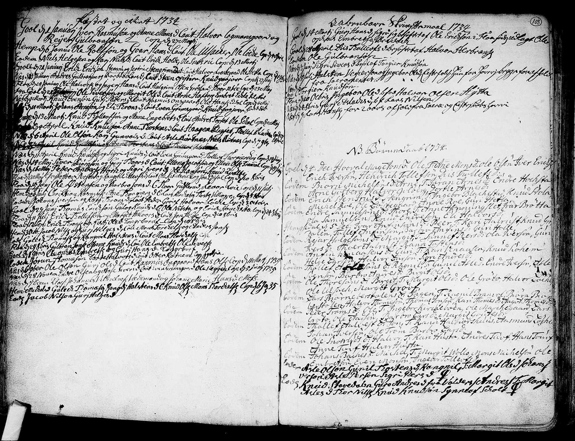 Nes kirkebøker, AV/SAKO-A-236/F/Fa/L0002: Parish register (official) no. 2, 1707-1759, p. 103