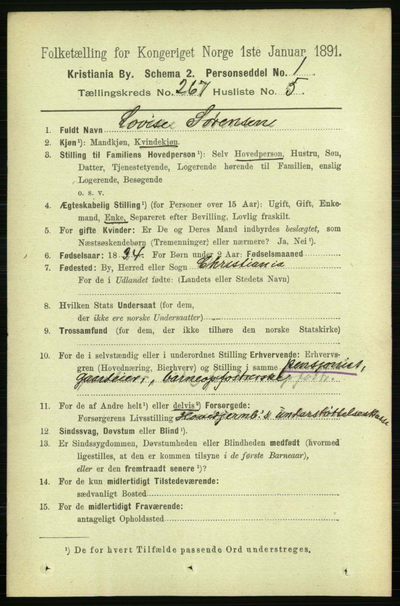 RA, 1891 census for 0301 Kristiania, 1891, p. 161565