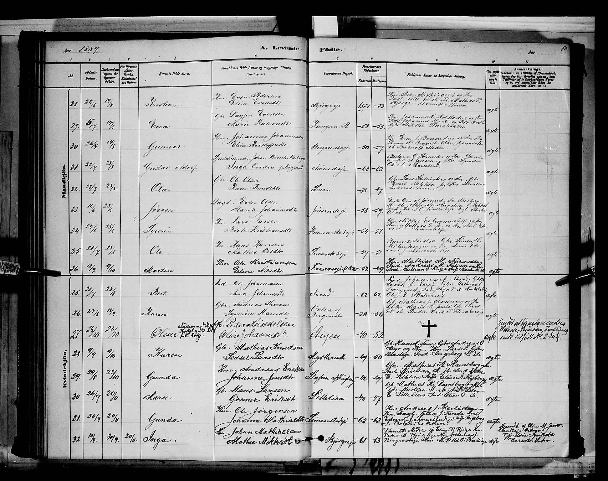 Ringsaker prestekontor, AV/SAH-PREST-014/L/La/L0011: Parish register (copy) no. 11, 1879-1890, p. 53