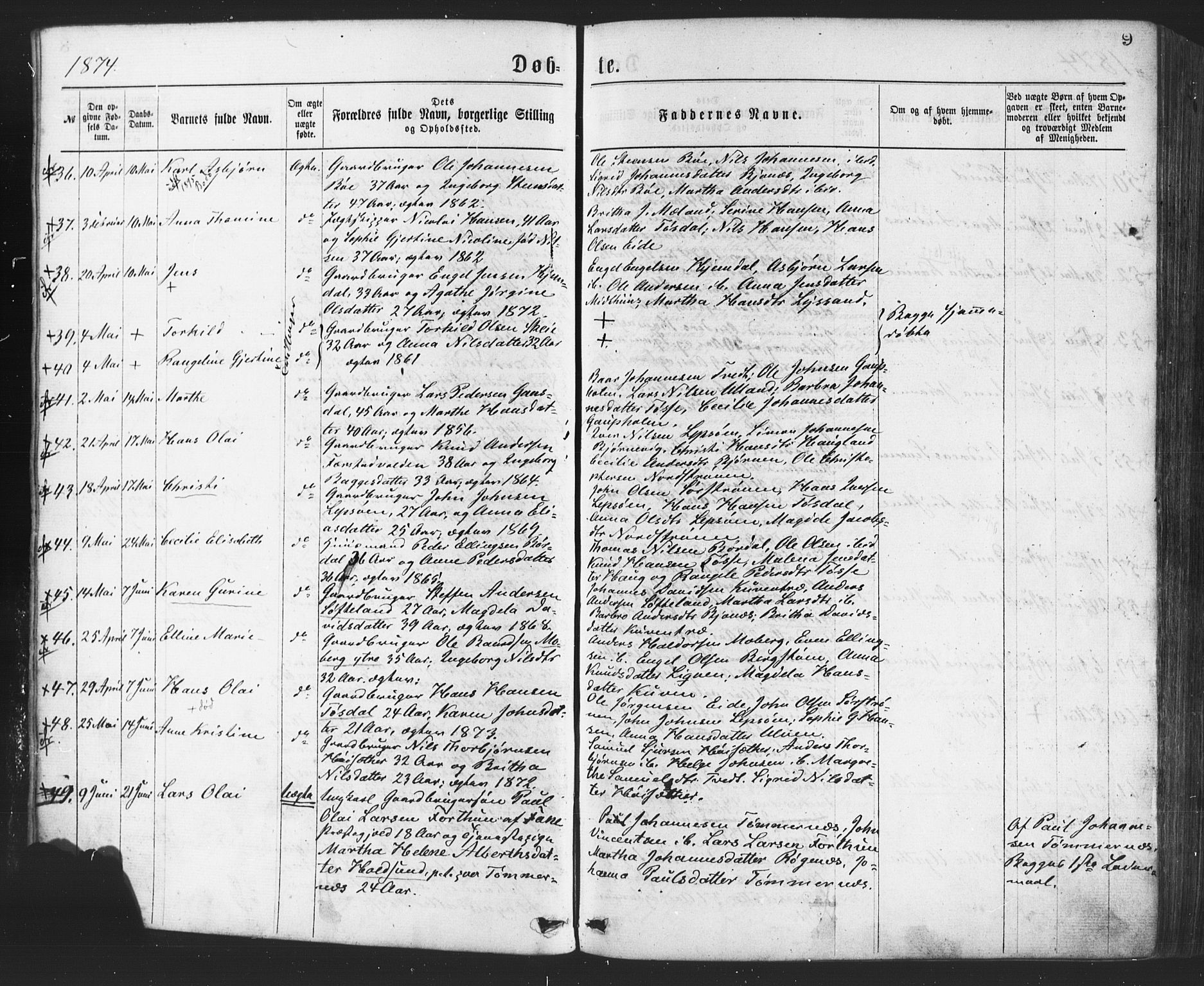 Os sokneprestembete, AV/SAB-A-99929: Parish register (official) no. A 18, 1874-1884, p. 9