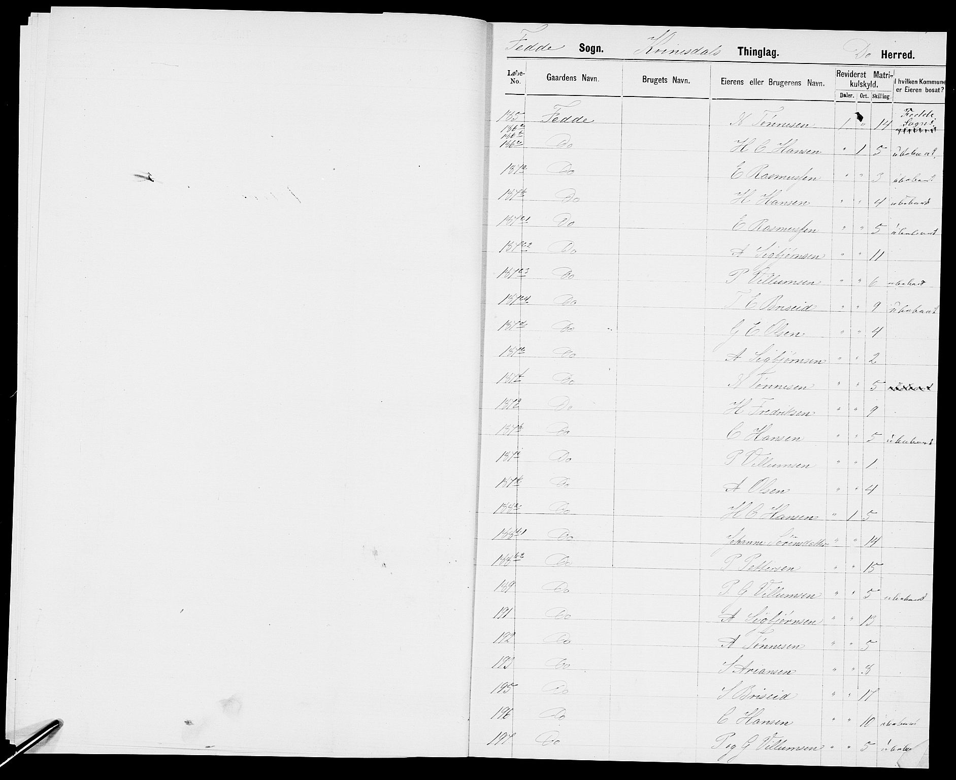 SAK, 1875 census for 1037P Kvinesdal, 1875, p. 7